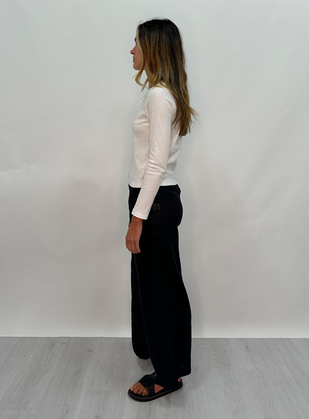Lilith Long Sleeve Rib Top-White