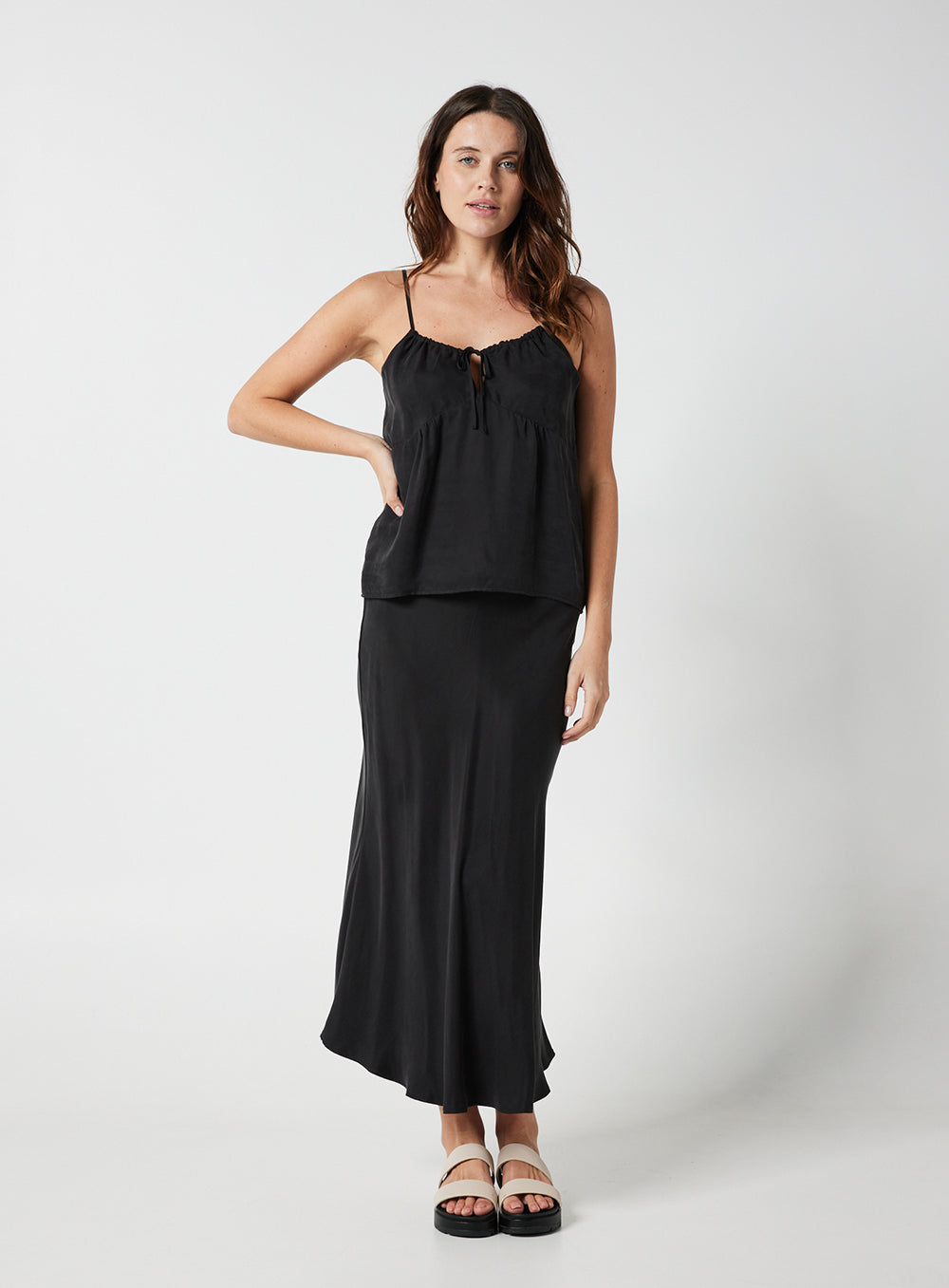 Hazel Cupro Cami-Black