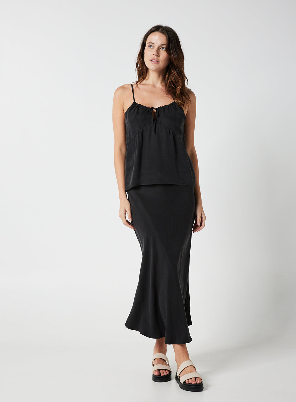 Hazel Cupro Cami-Black