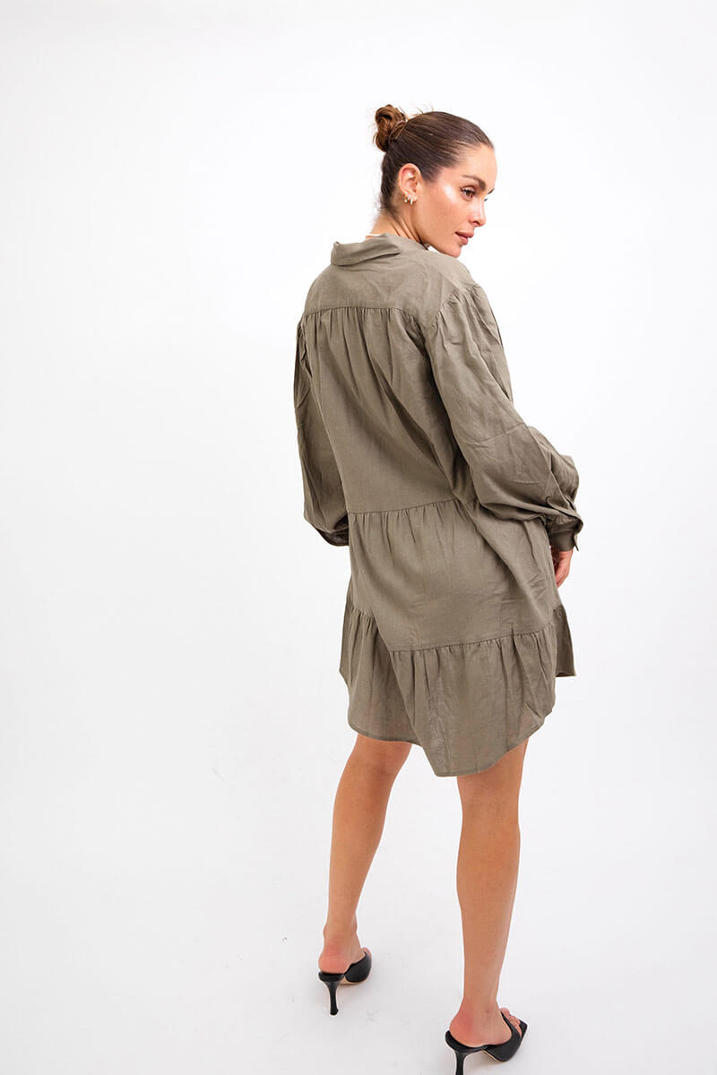 Luna Shirt Dress-KHAKI