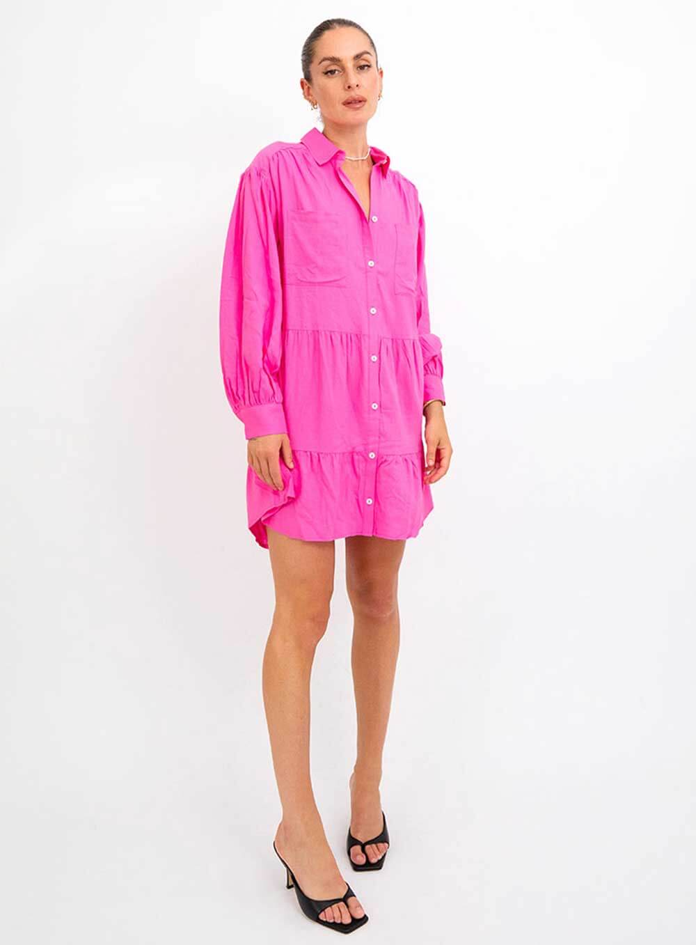 Luna Shirt Dress-PINK