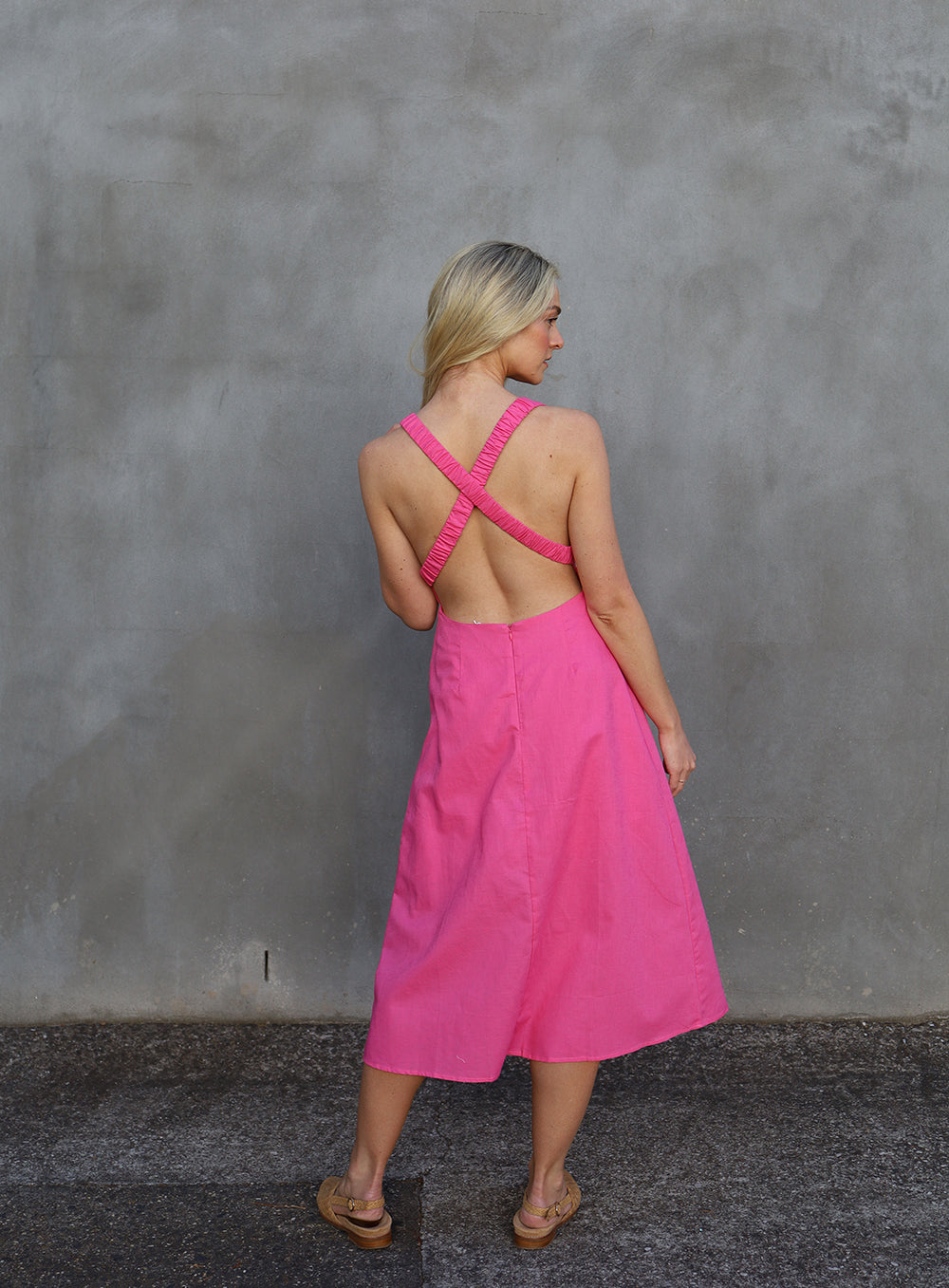 Zoe Midi Dress-PINK