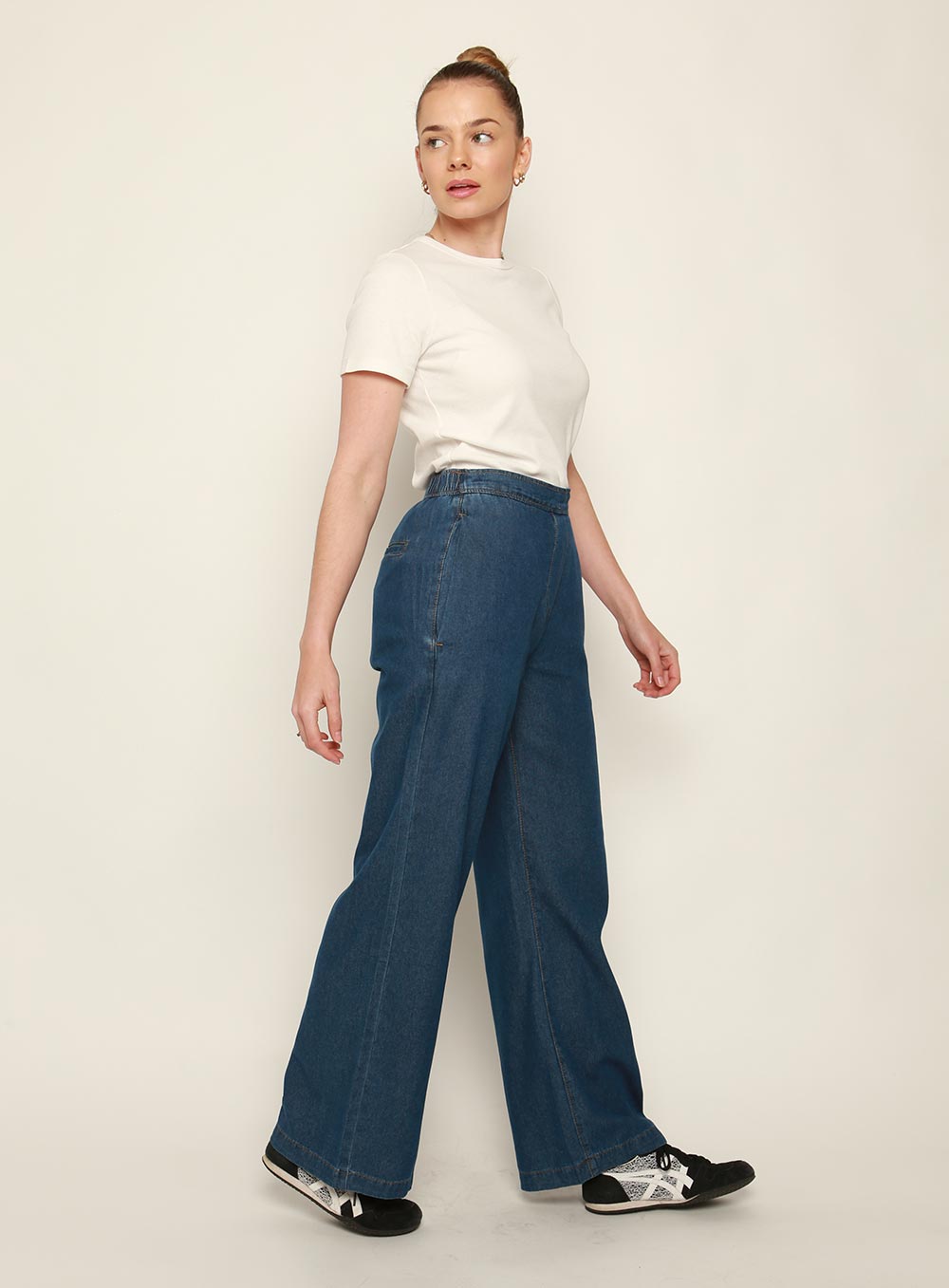 Adele Denim Pants-MID BLUE