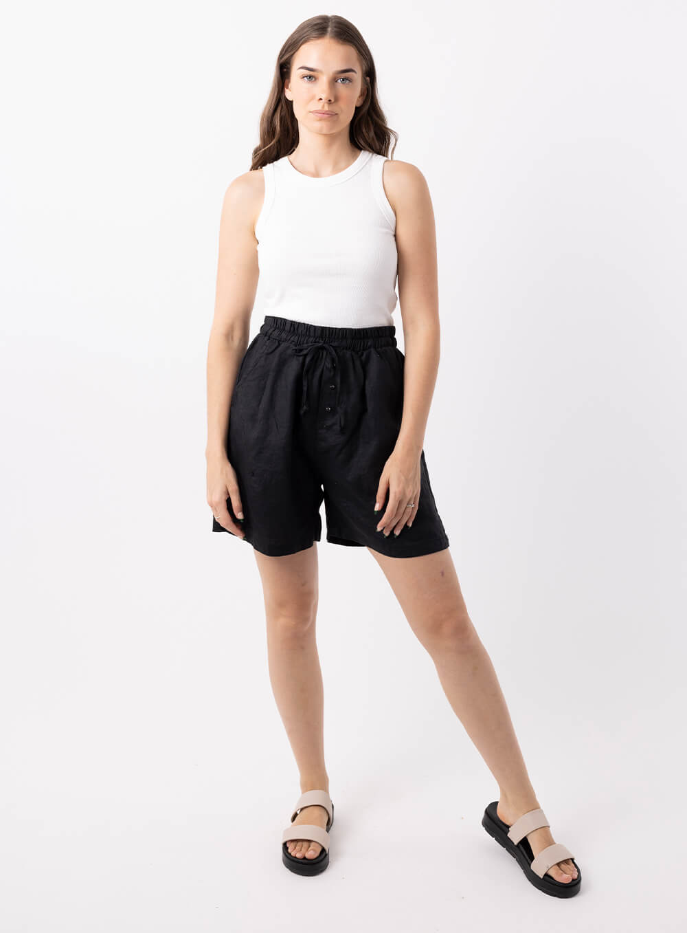 Black linen sale shorts