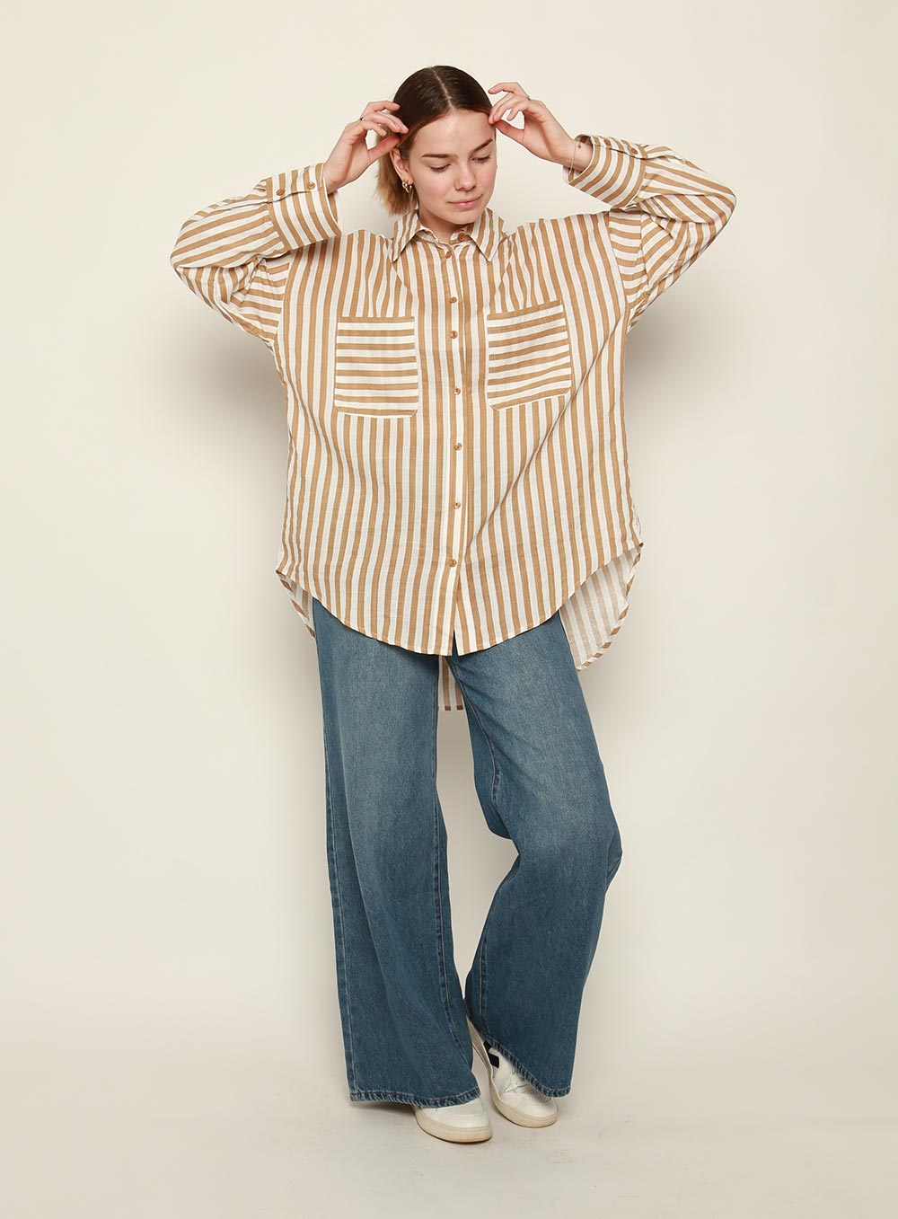 Andy Stripe Shirt-BEIGE