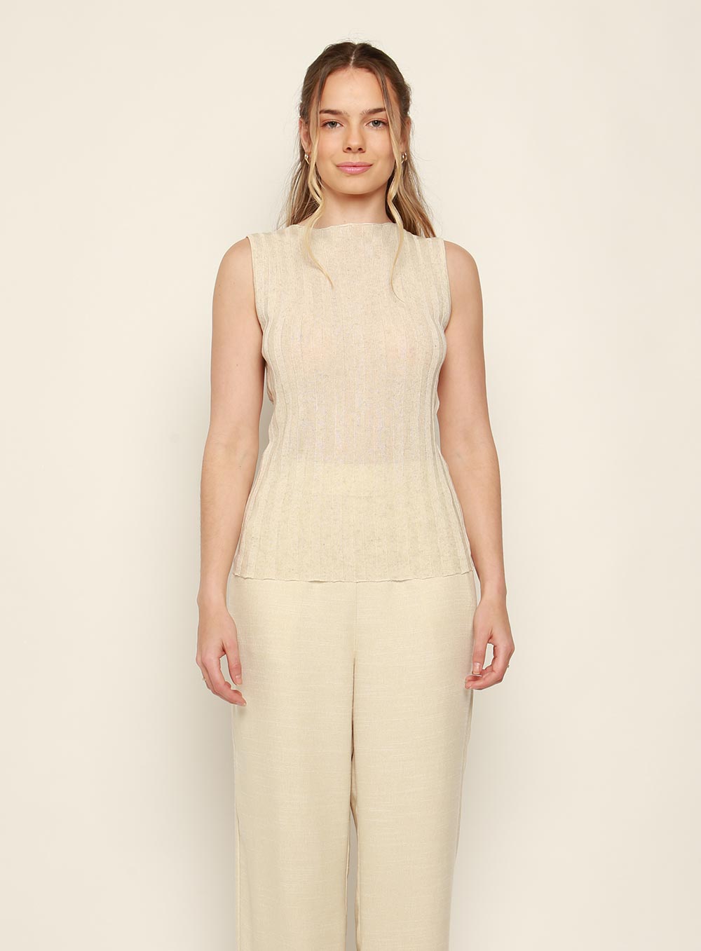 Aria Knit Vest-OATMEAL