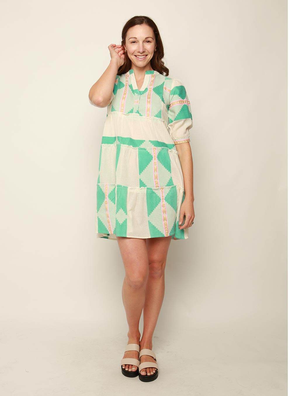 Arise Jacquard Dress-TEAL