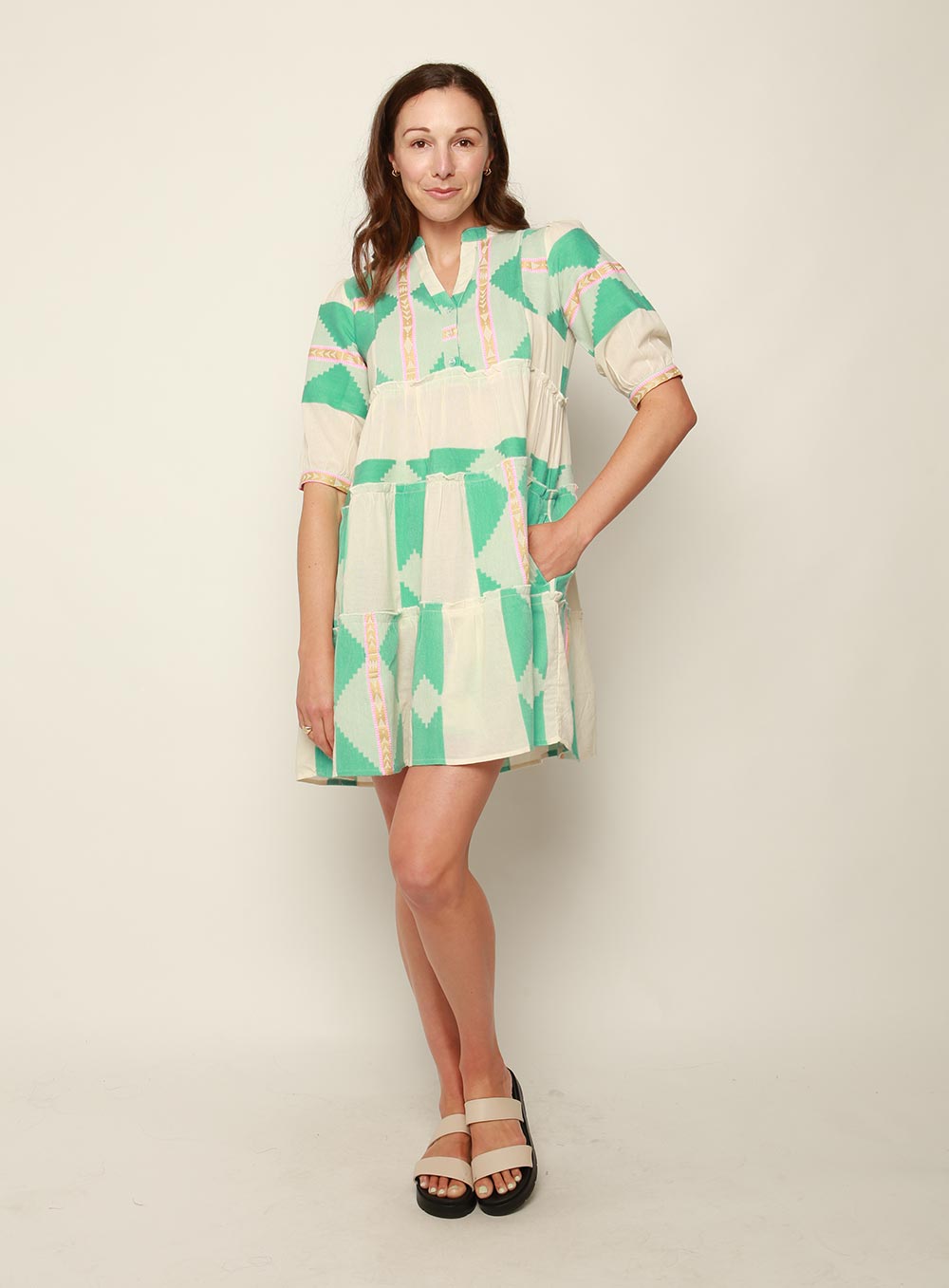 Arise Jacquard Dress-TEAL