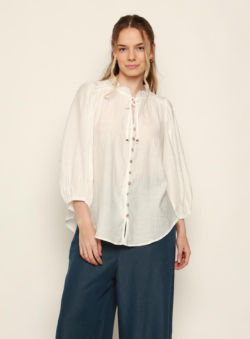 Bondi Long Sleeve Blouse-White