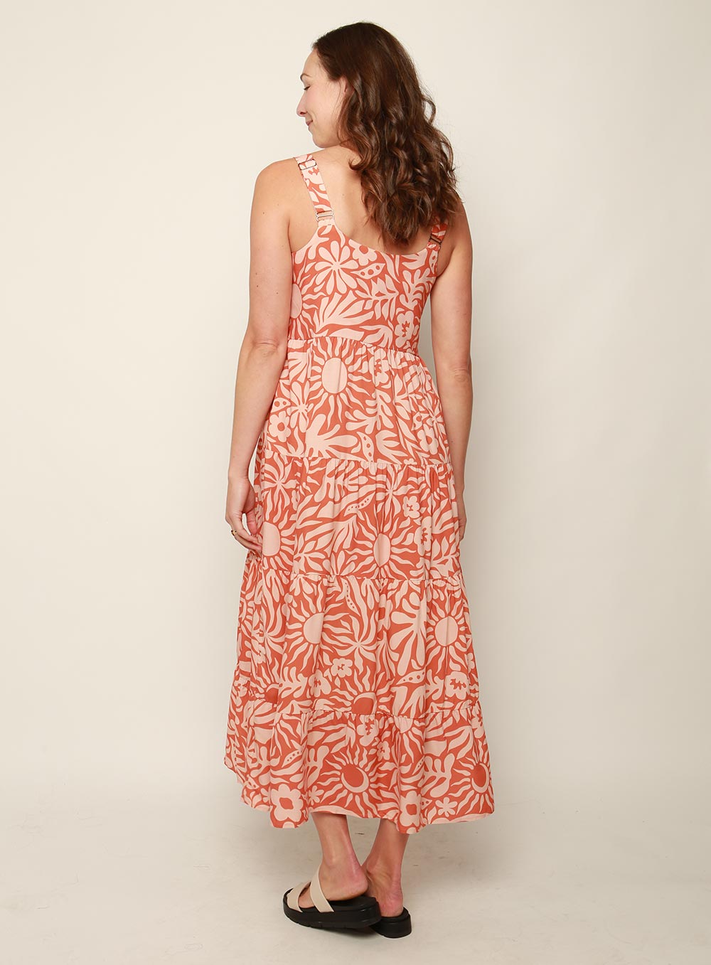 Bora Tiered Midi Dress-TAN