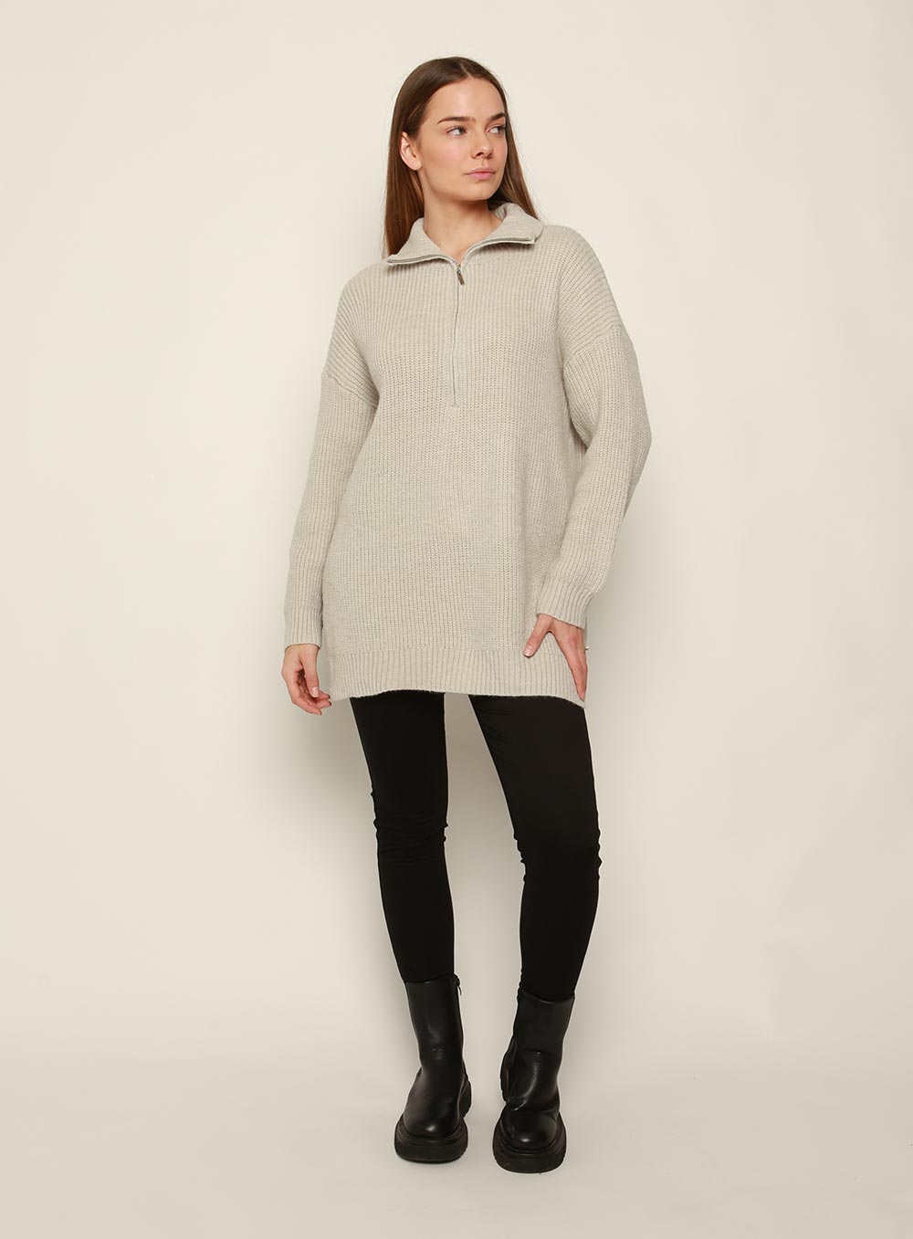 Bounty Wool Zip Knit-Grey