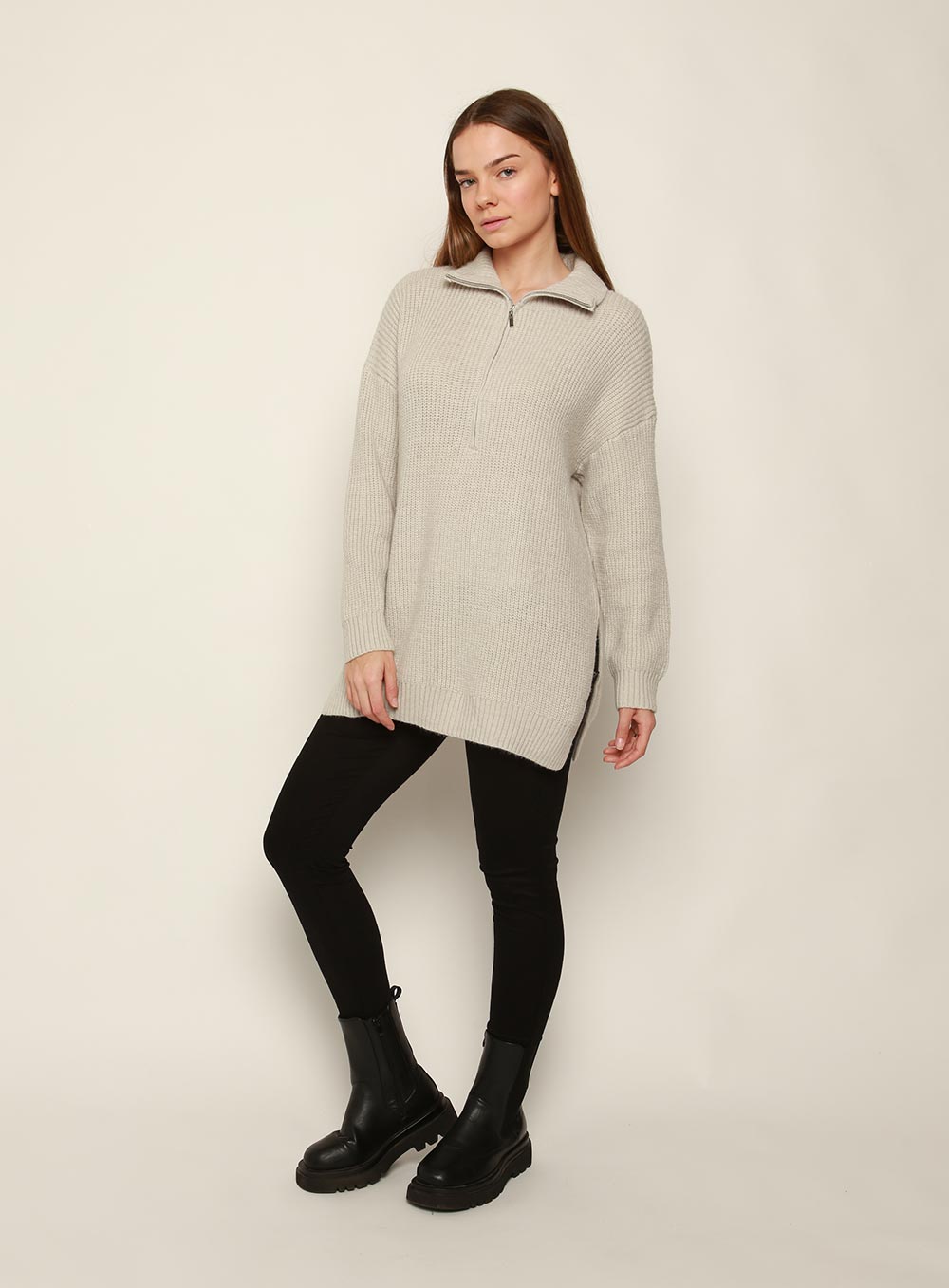 Bounty Wool Zip Knit-Grey