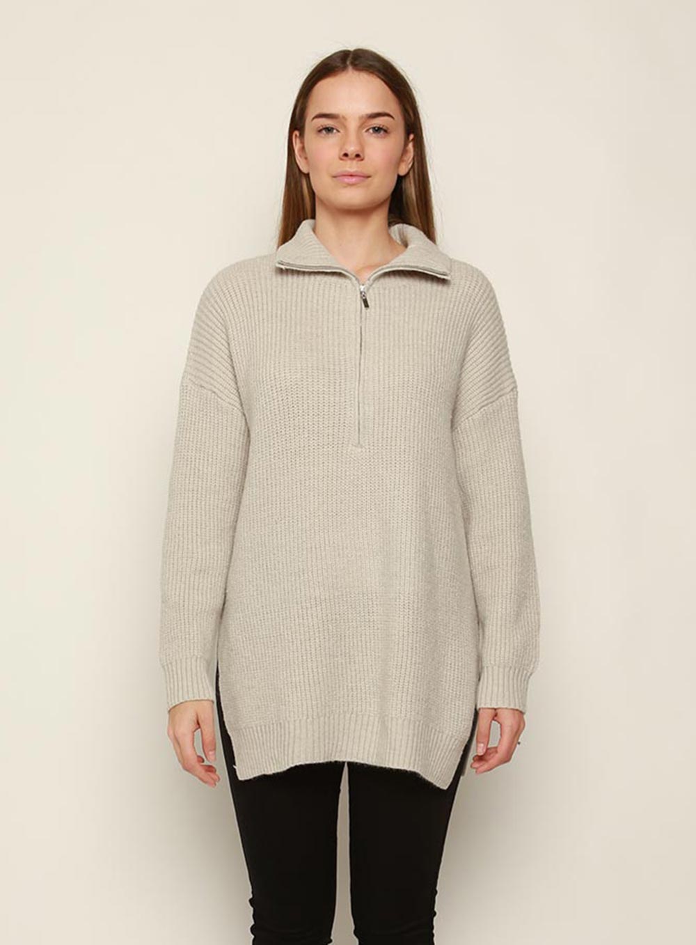 Bounty Wool Zip Knit-Grey