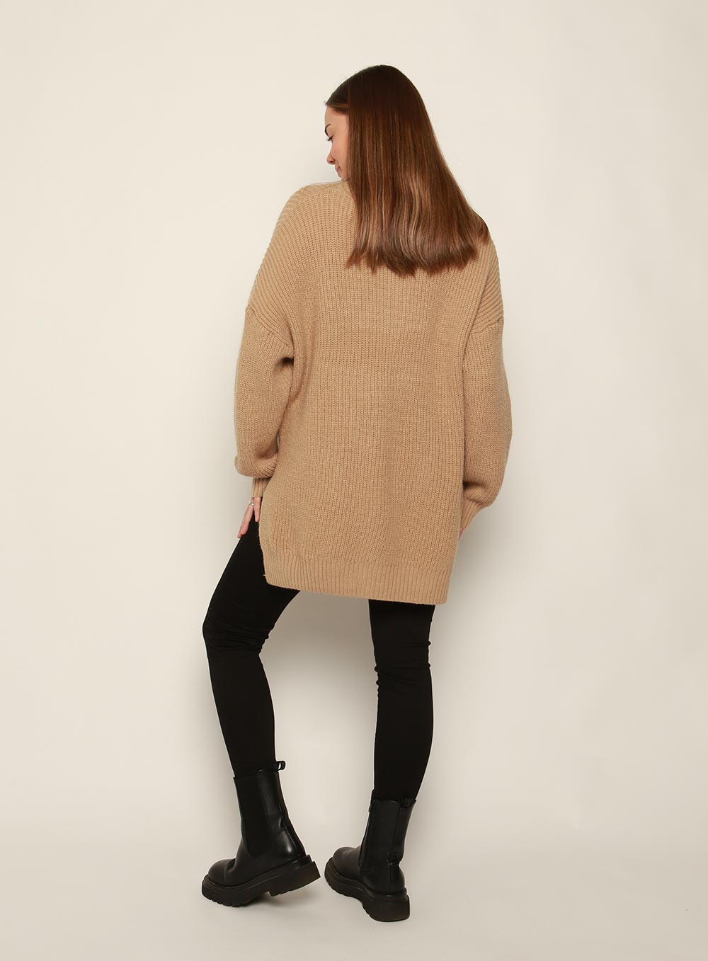 Bounty Wool Zip Knit-TAN