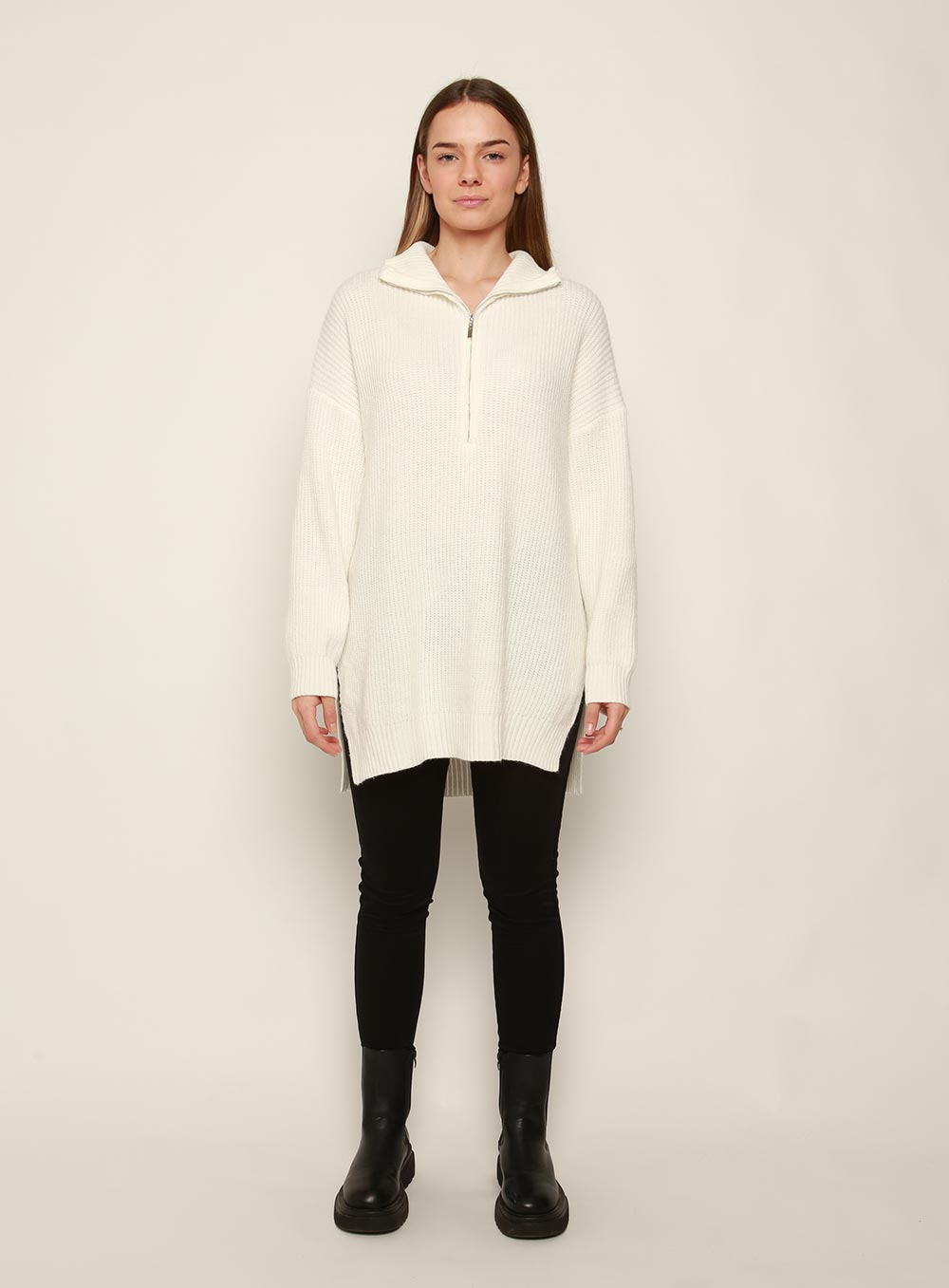 Bounty Wool Zip Knit-White