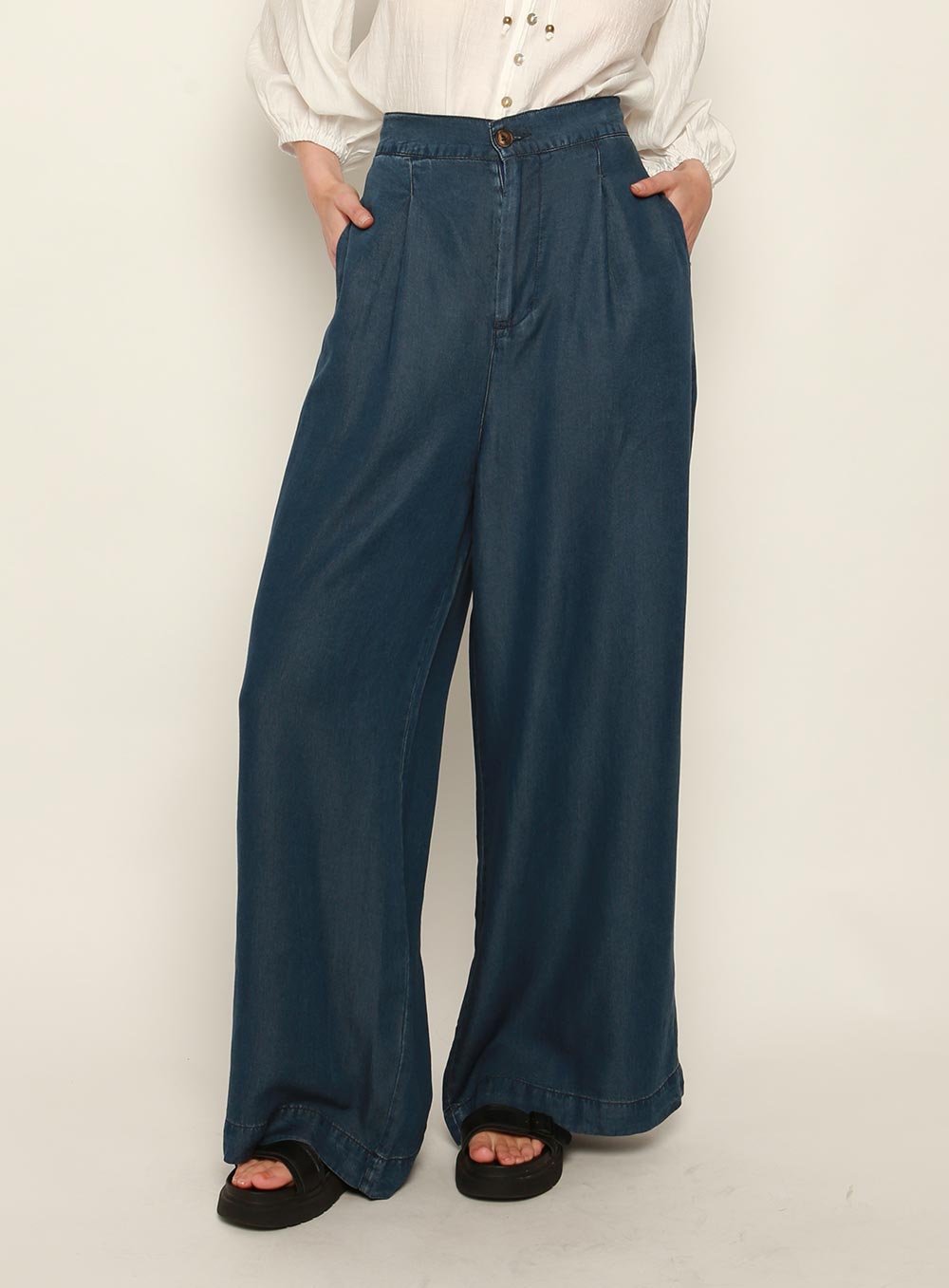 Cora Wide leg Pant-BLUE