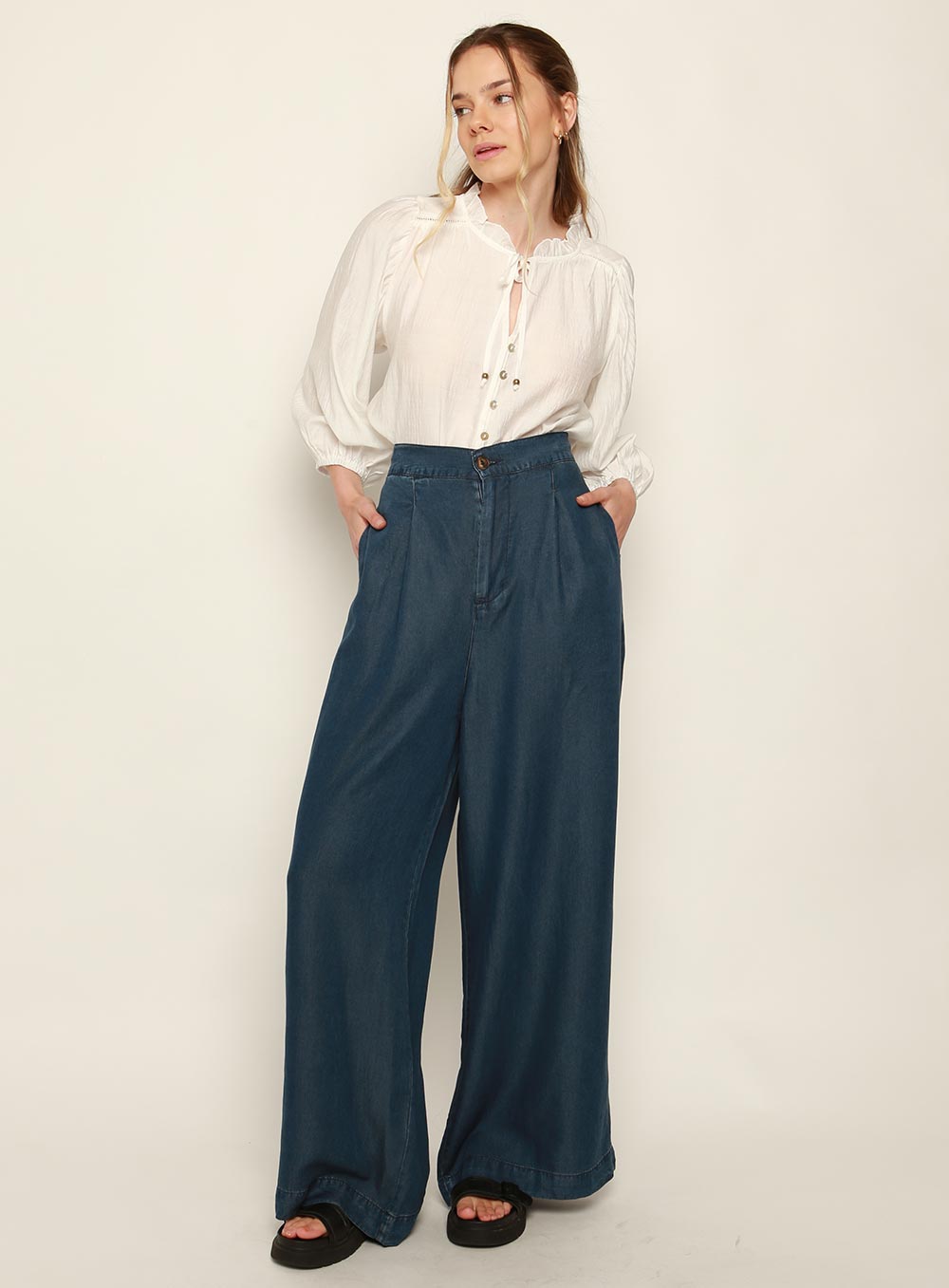 Cora Wide leg Pant-BLUE