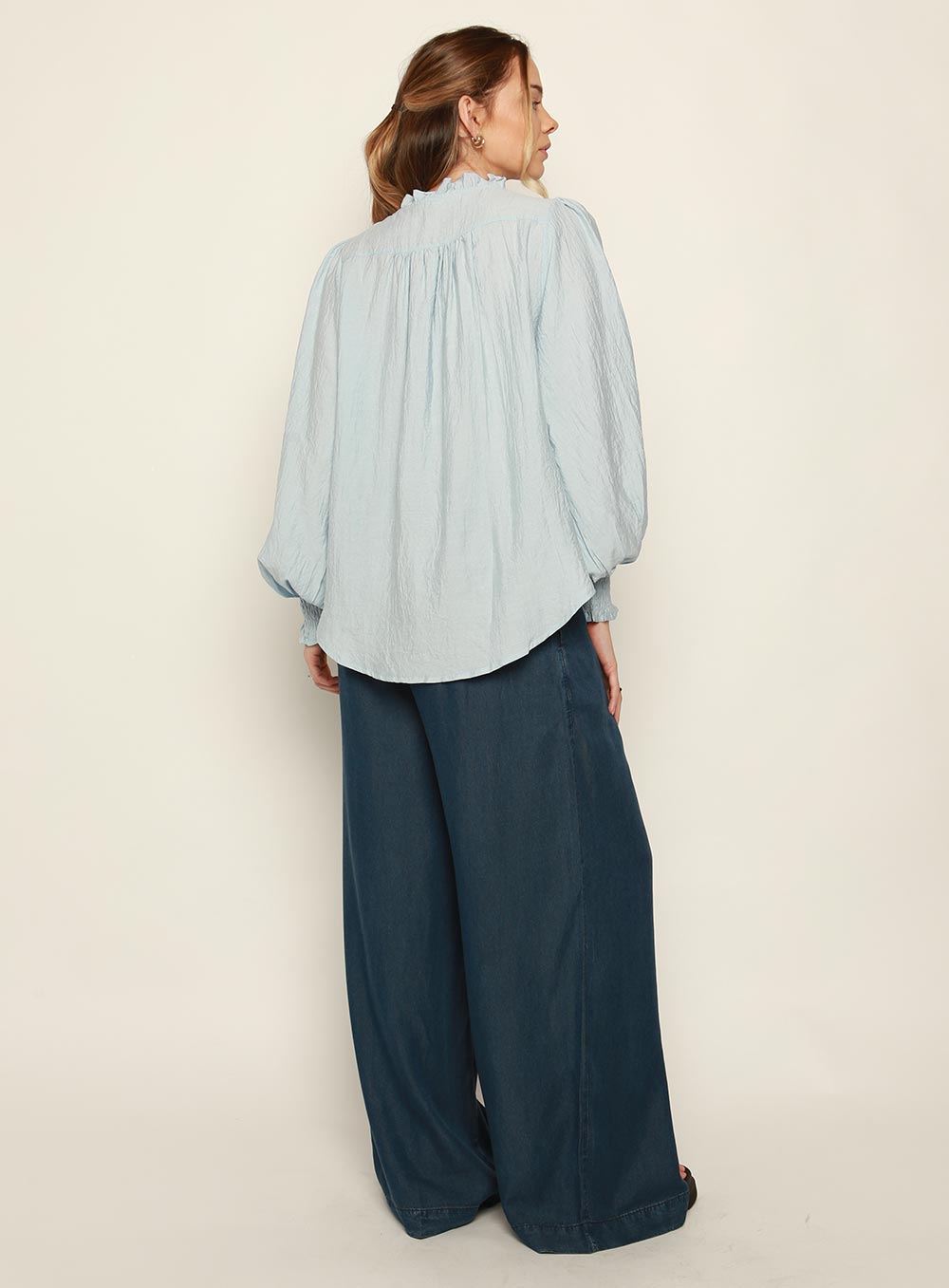 Demi Long Sleeve Blouse-BLUE