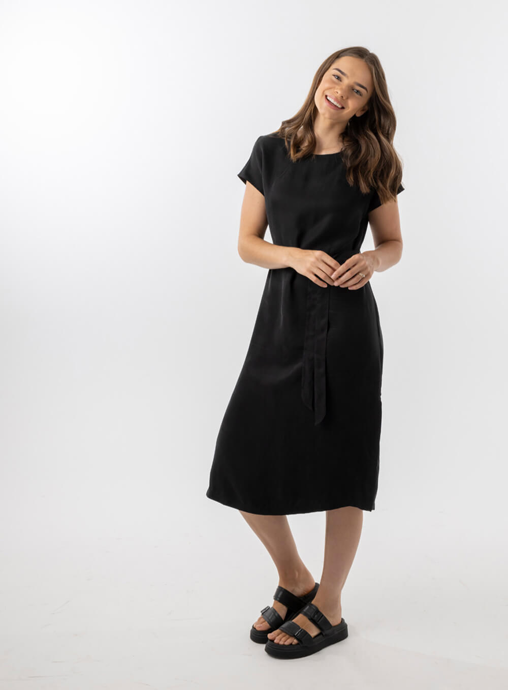 Elizabeth Cupro Midi Dress-Black