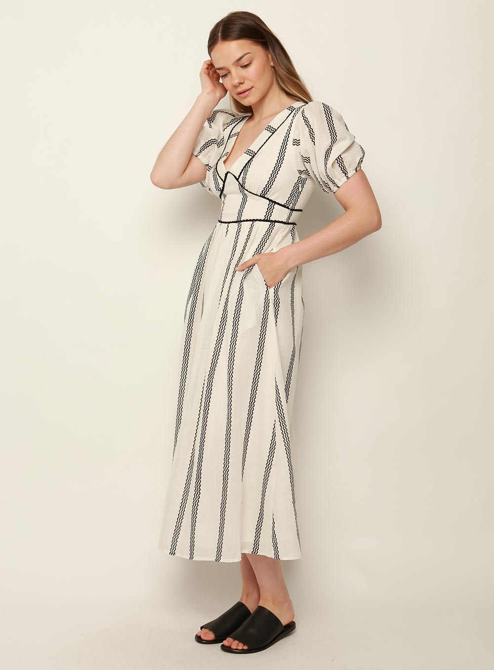 Eloise Print Midi dress-White