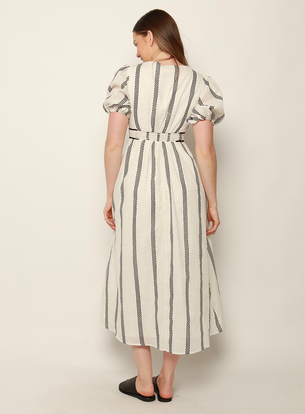 Eloise Print Midi dress-White