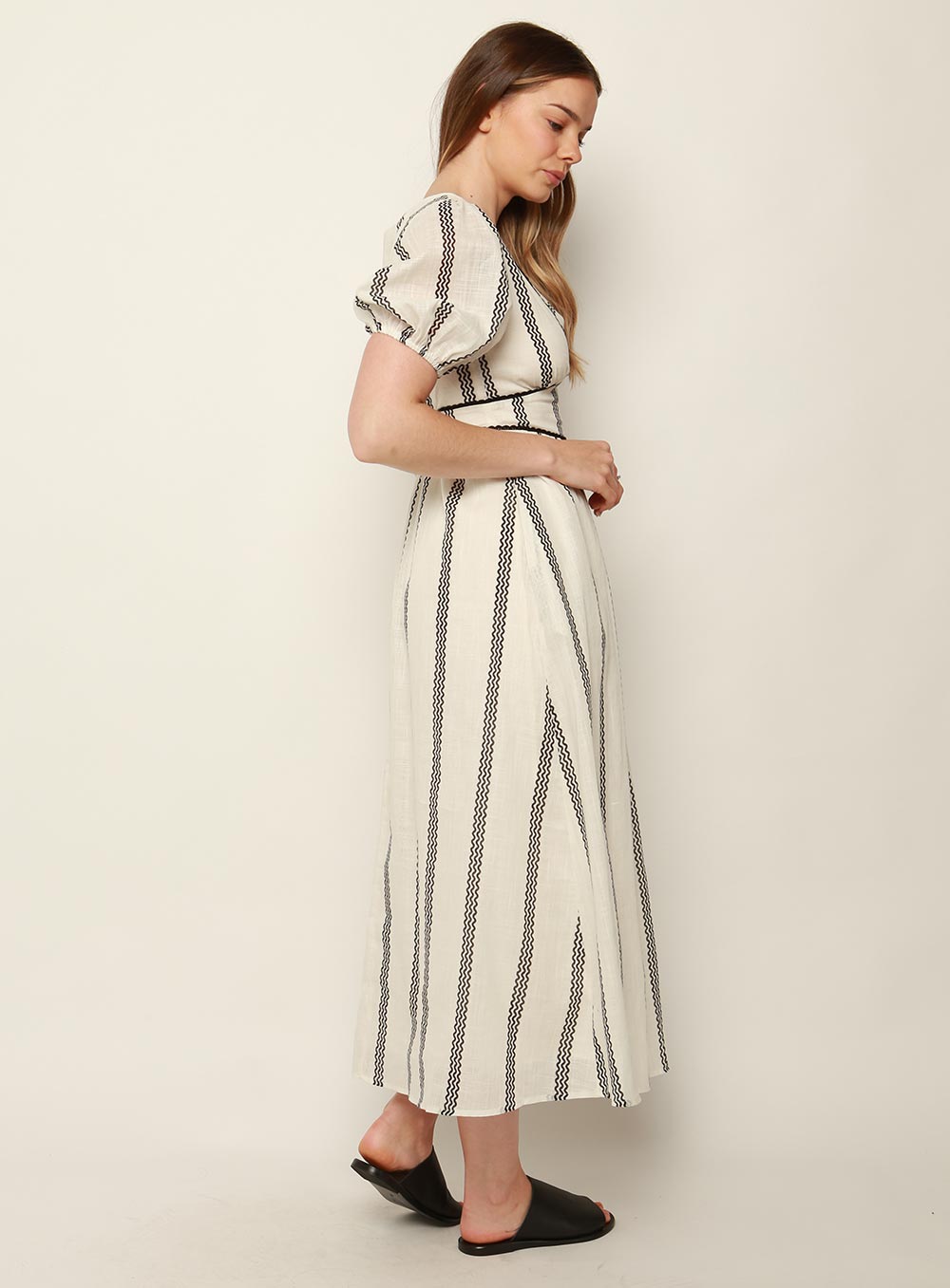 Eloise Print Midi dress-White