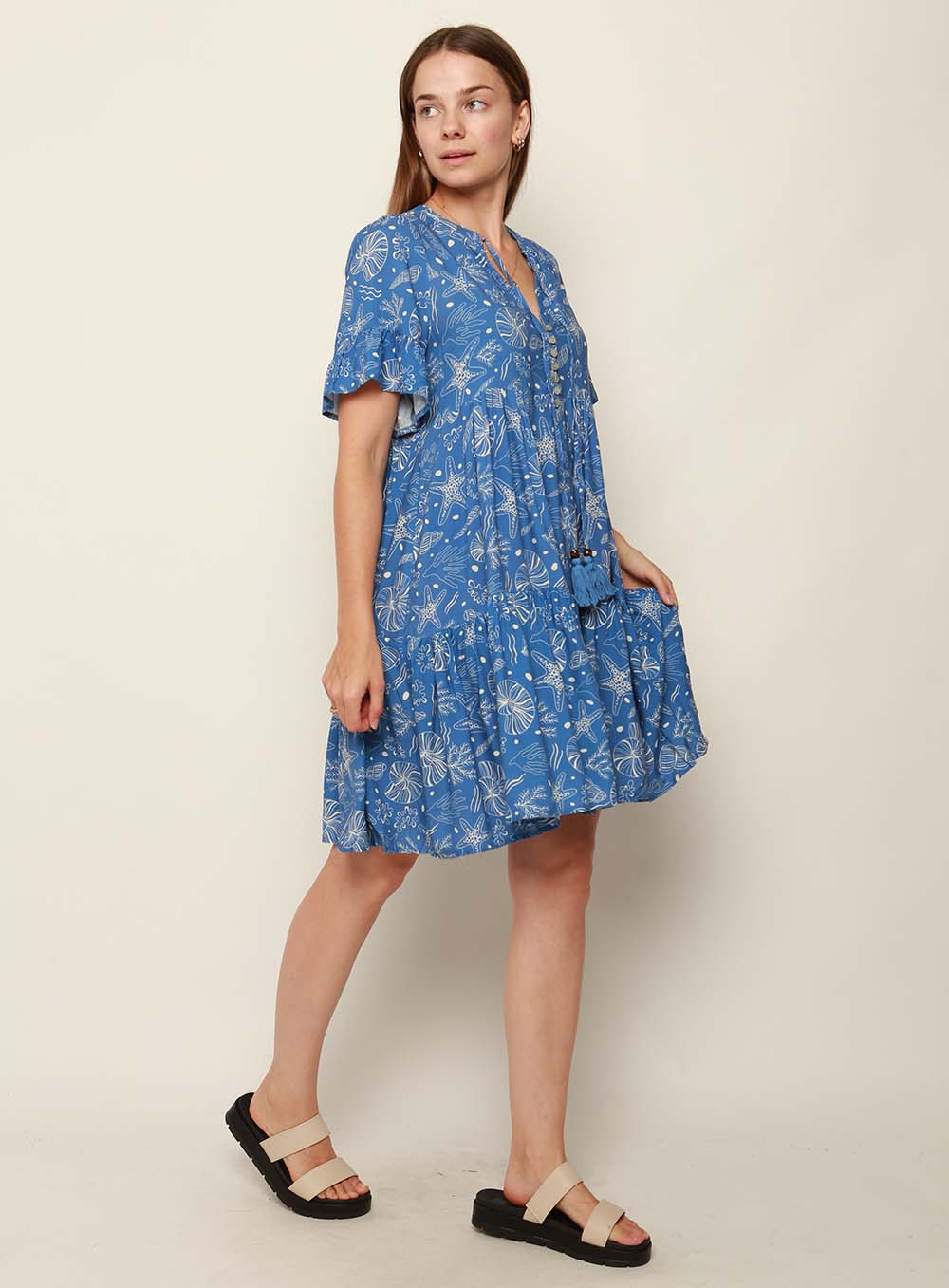 Eloise Knee Length Dress-BLUE