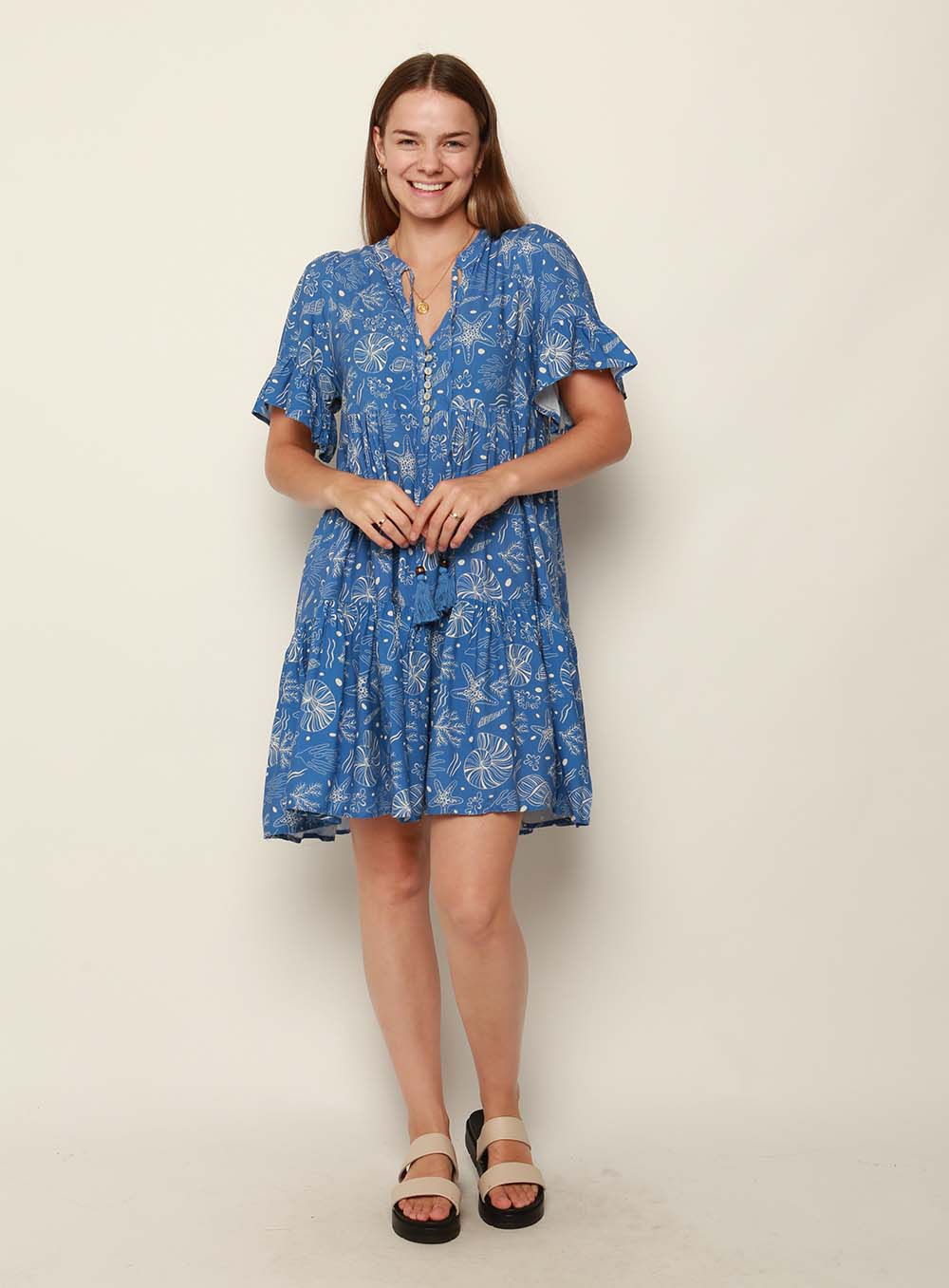 Eloise Knee Length Dress-BLUE