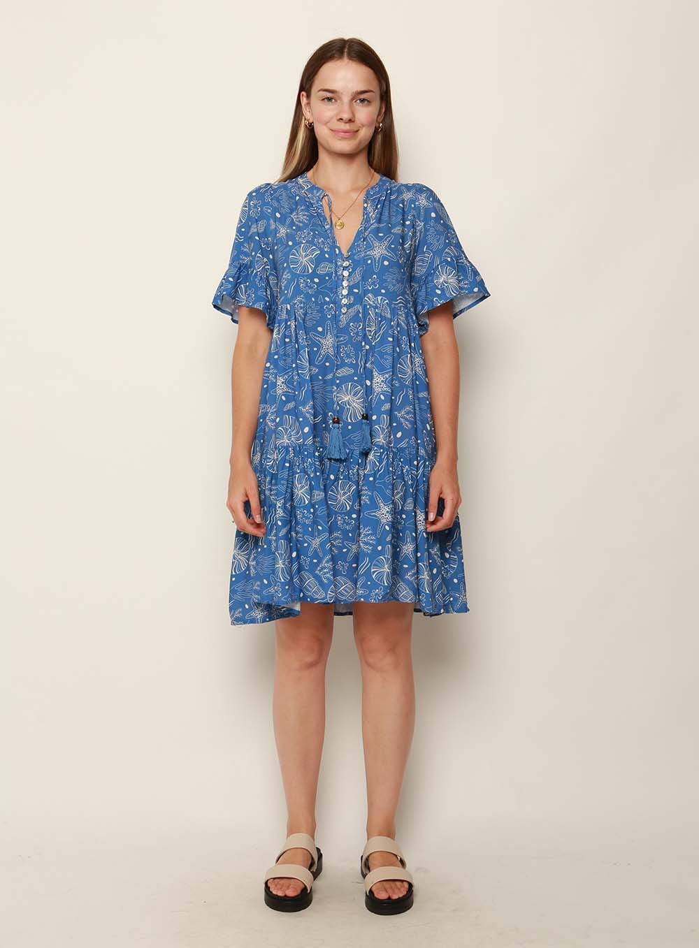 Eloise Knee Length Dress-BLUE