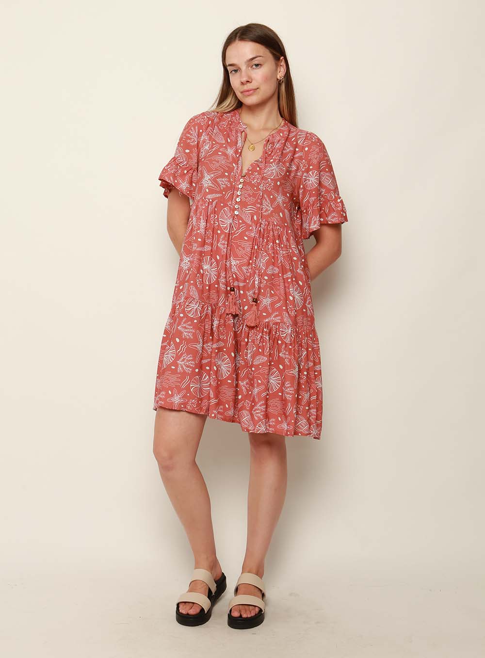 Eloise Knee Length Dress-RUST