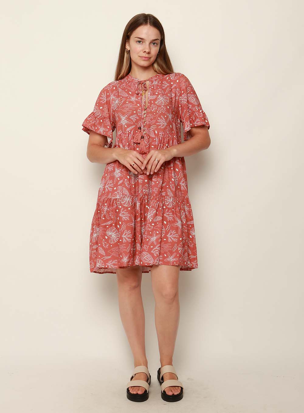 Eloise Knee Length Dress-RUST