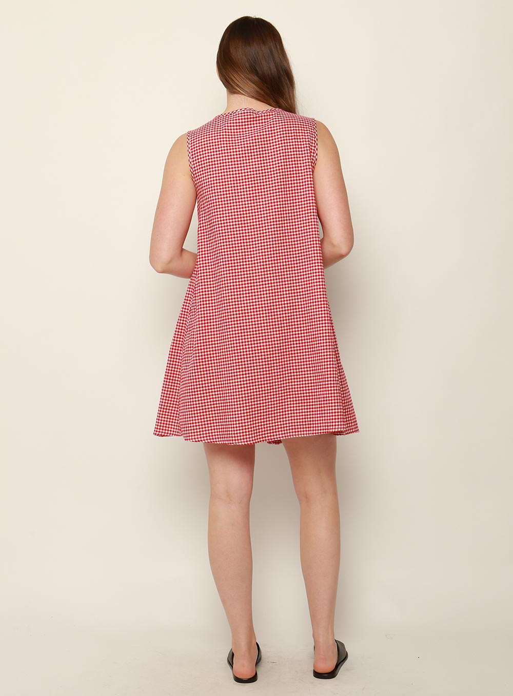 Felicity Gingham Dress-RED