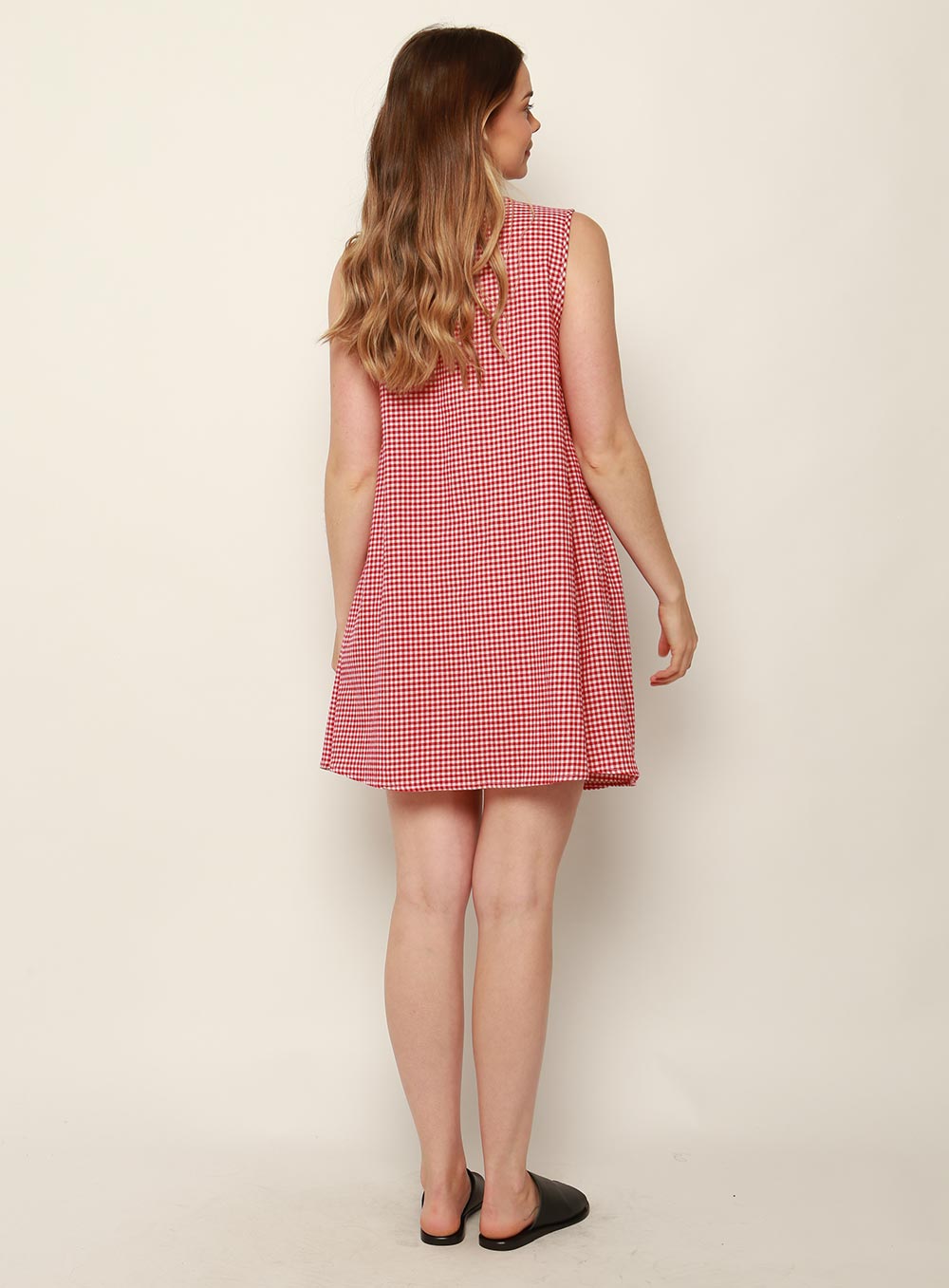 Felicity Gingham Dress-RED