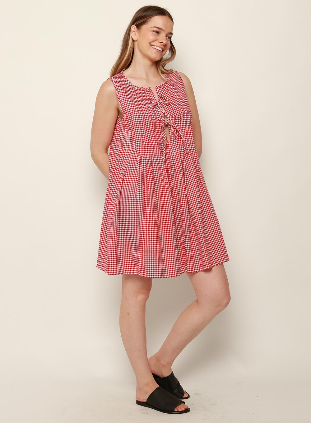 Felicity Gingham Dress-RED