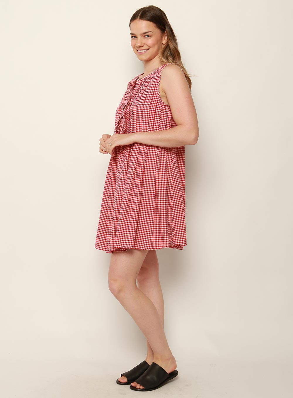 Felicity Gingham Dress-RED