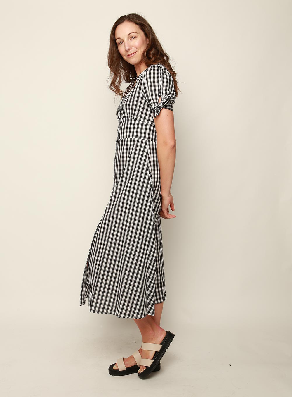 Florence Gingham Dress-Black