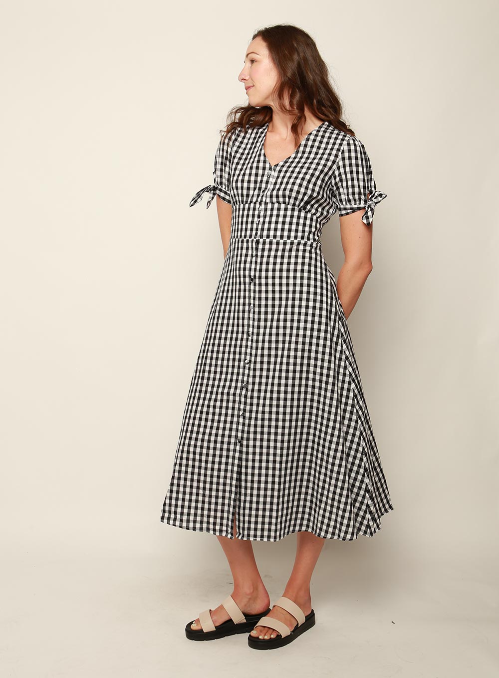 Florence Gingham Dress-Black