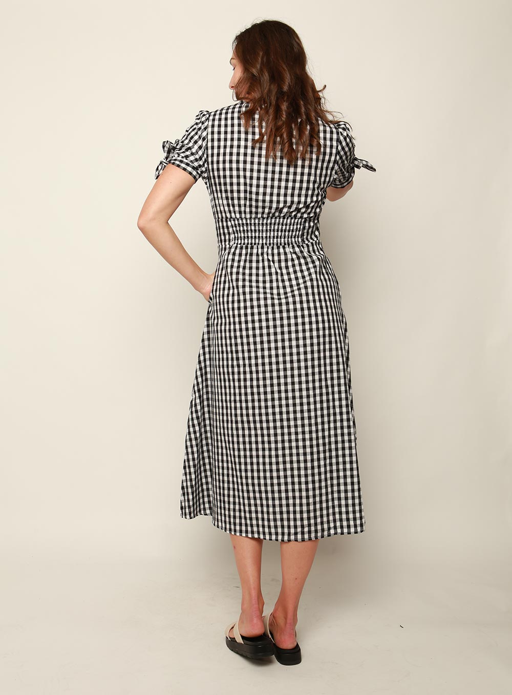 Florence Gingham Dress-Black