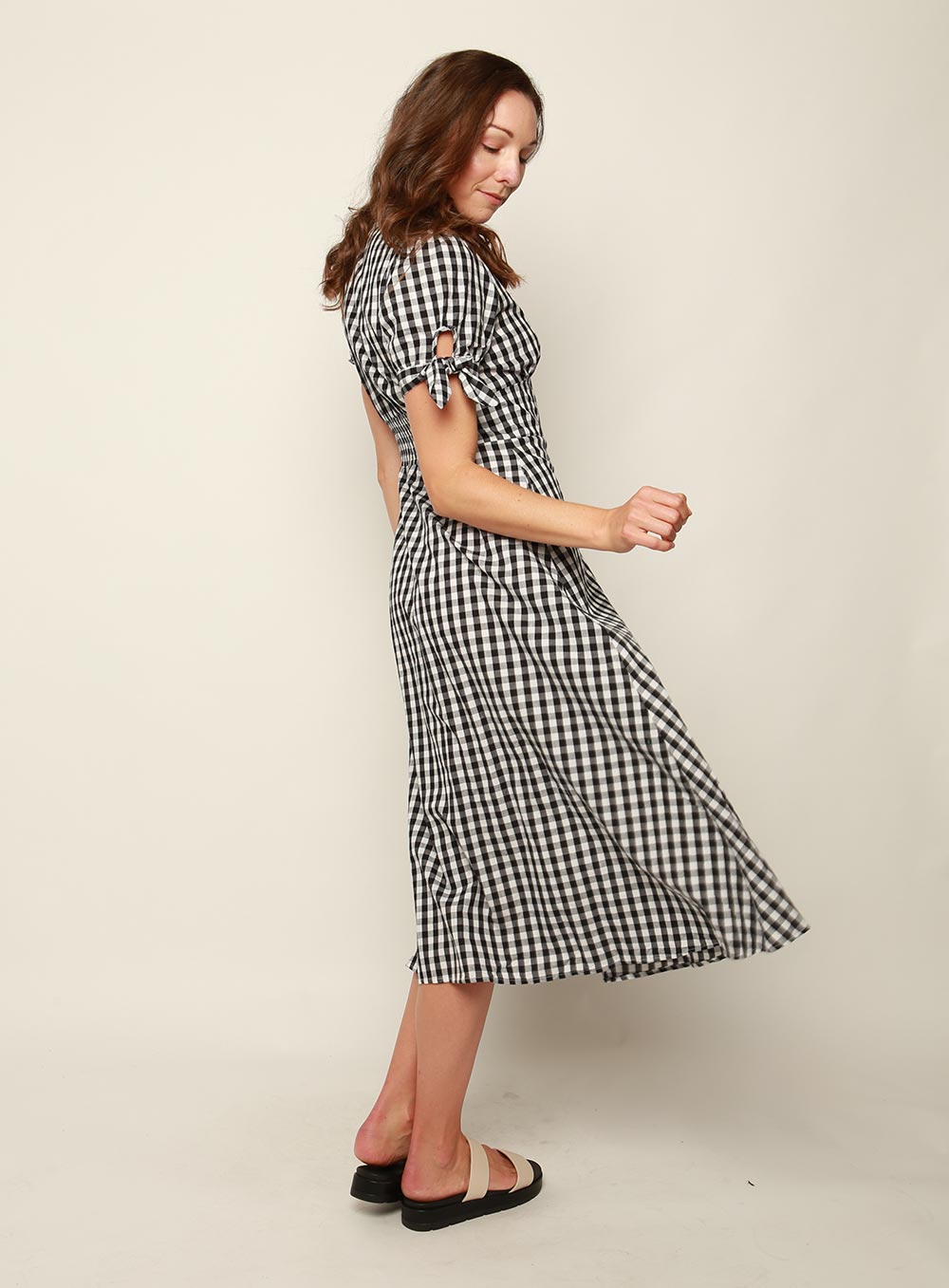 Florence Gingham Dress-Black