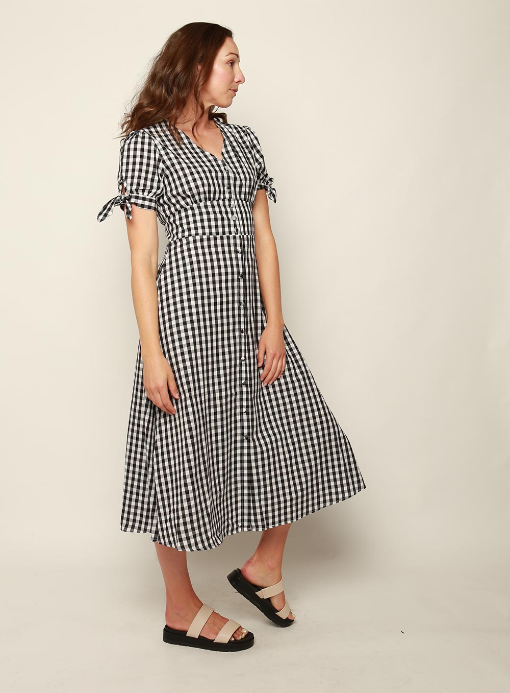 Florence Gingham Dress-Black