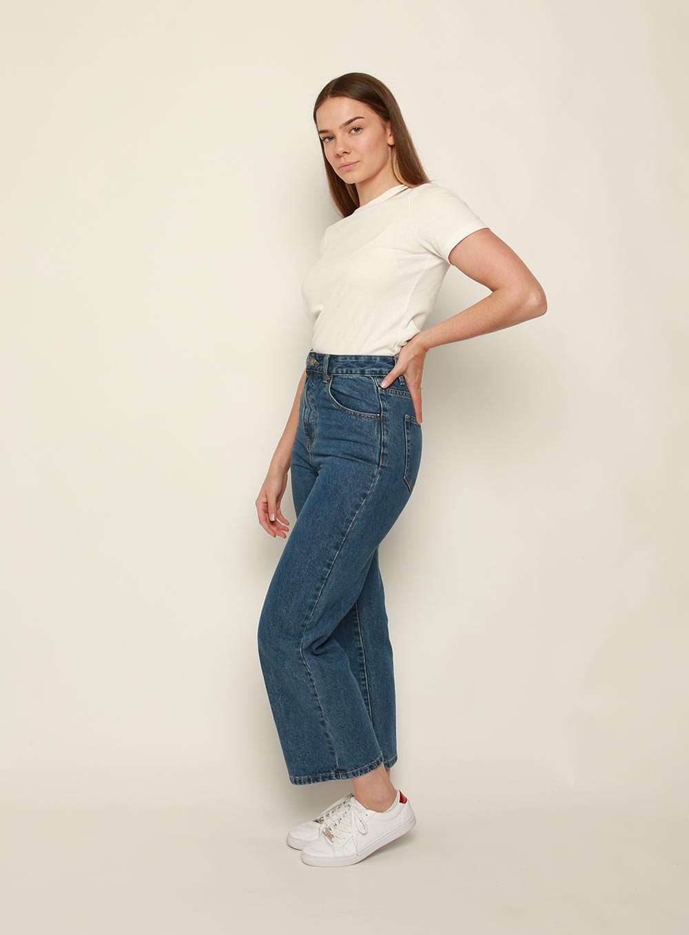 Grace High Rise Straight Crop Jean-DARK BLUE