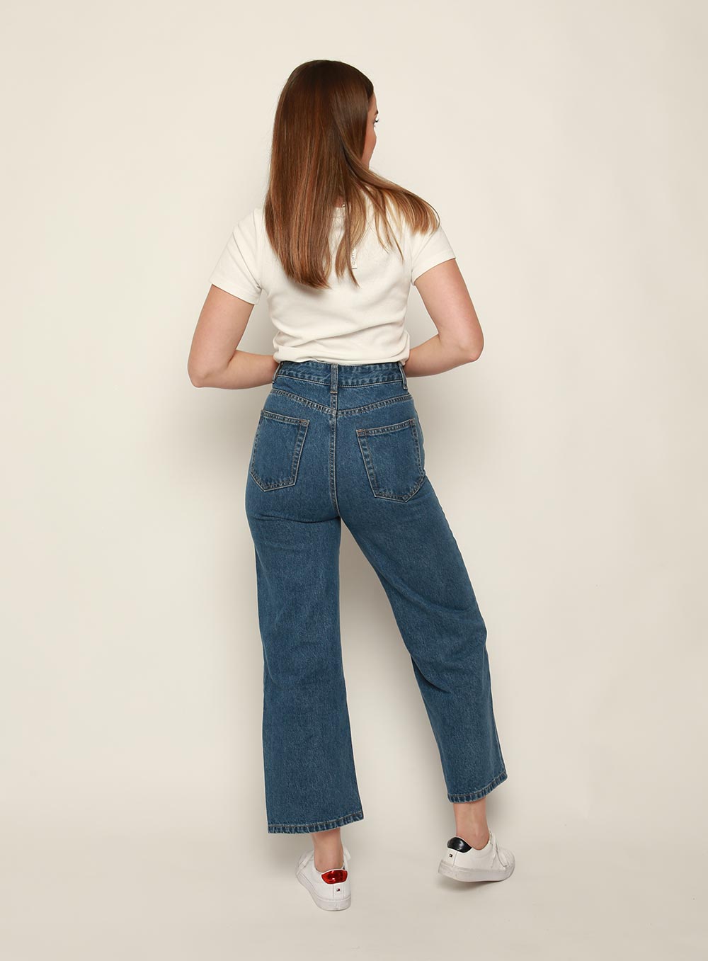 Grace High Rise Straight Crop Jean-DARK BLUE