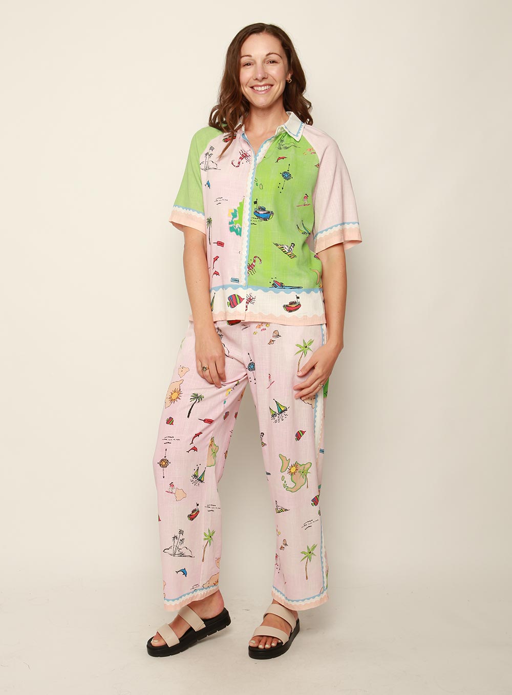 Mallorca Linen Set Pants-MULTI