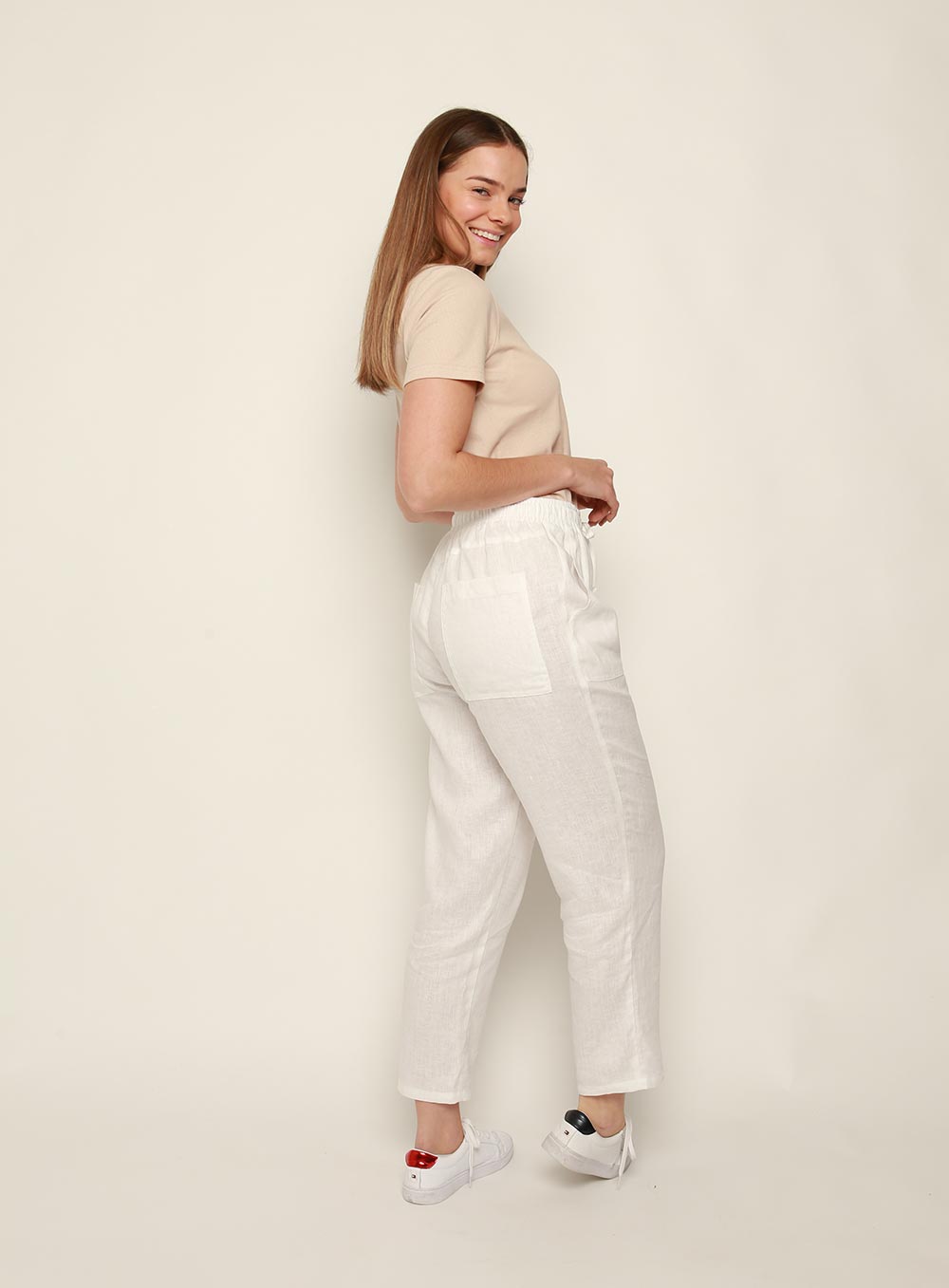 Maya Linen Pant-White