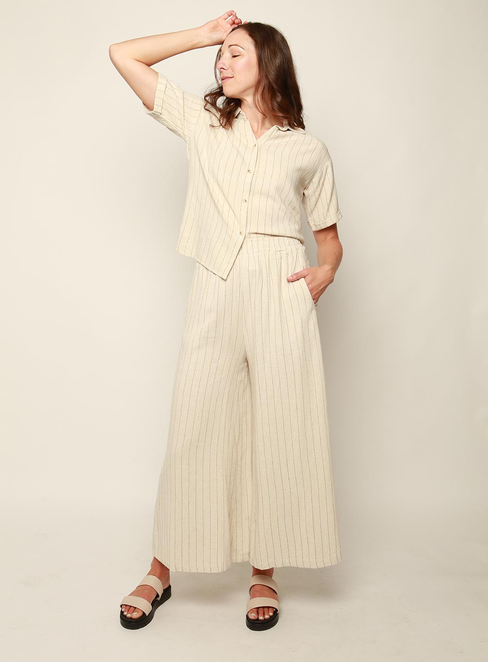 Merideth Stripe Shirt-NATURAL