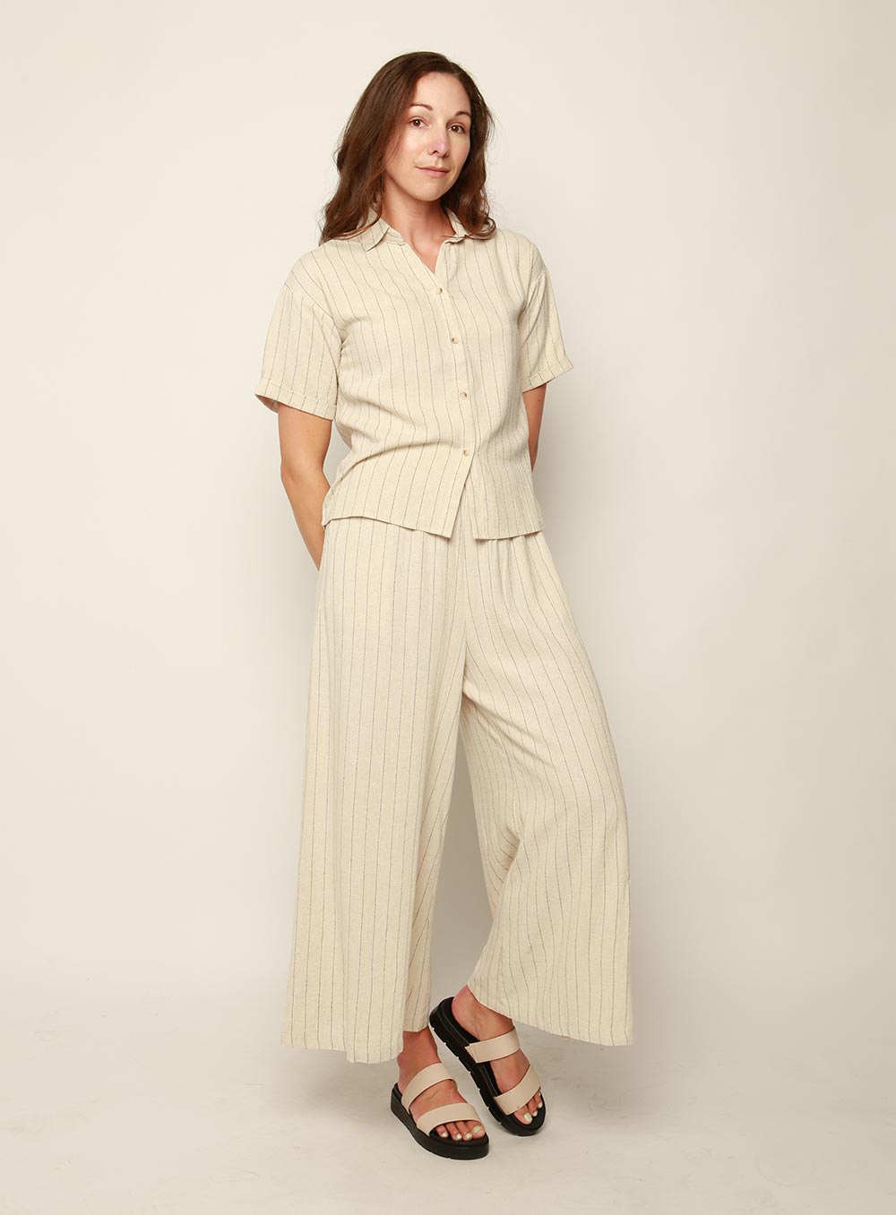 Merideth Wide Leg Pant-NATURAL