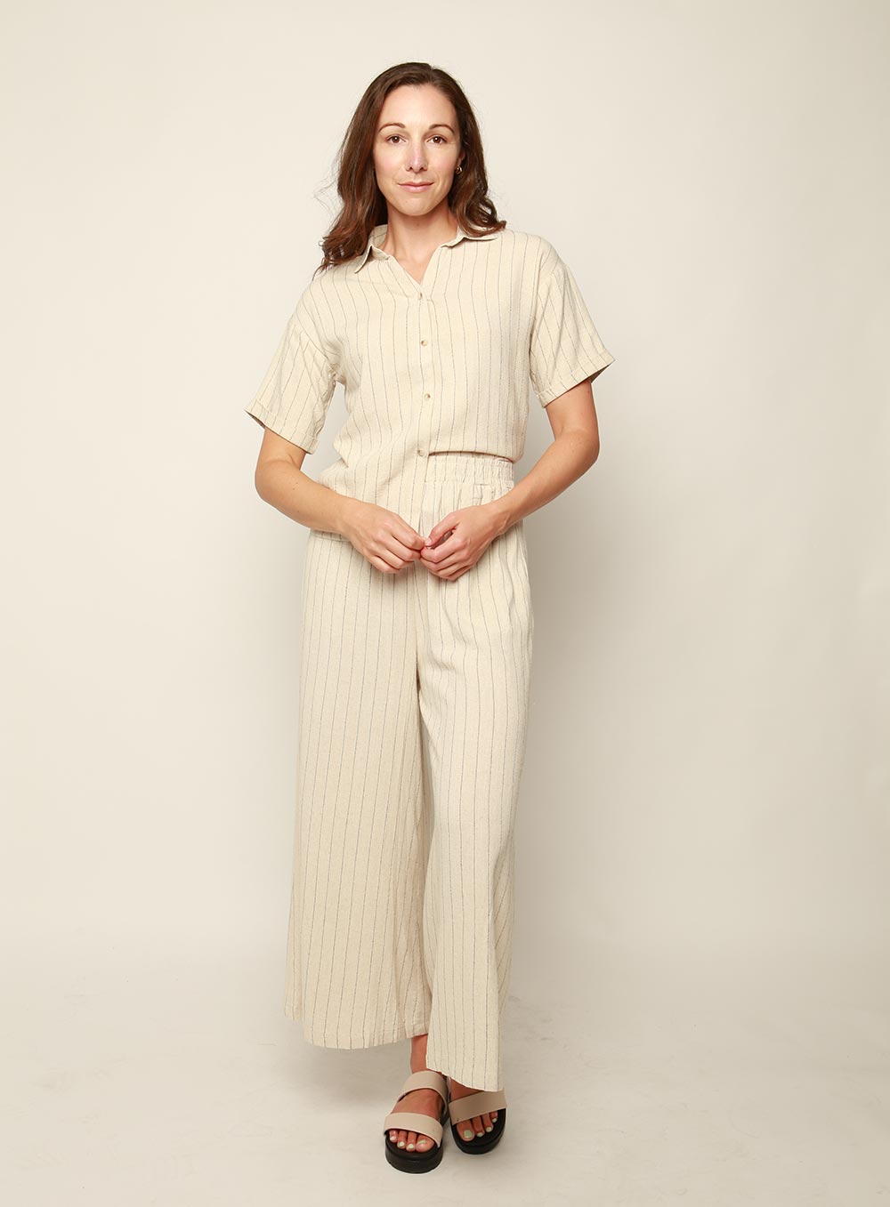 Merideth Wide Leg Pant-NATURAL