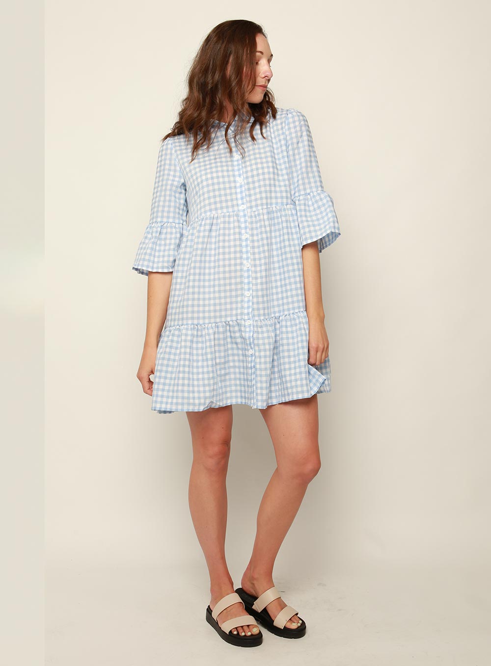 Morgan Tiered Dress-BLUE