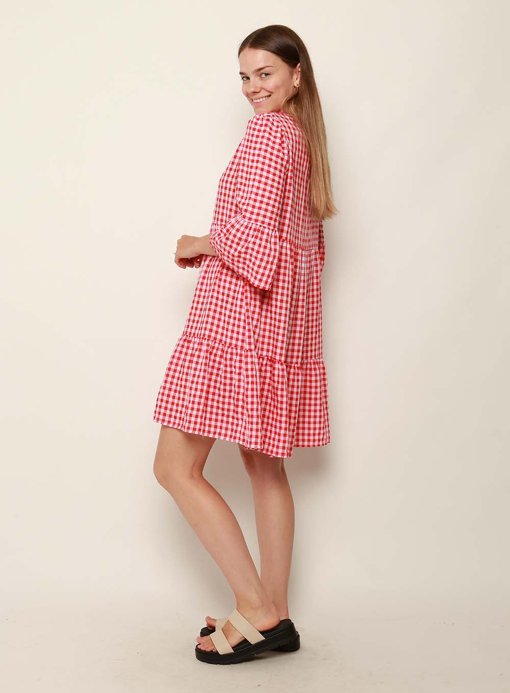 Morgan Tiered Dress-RED