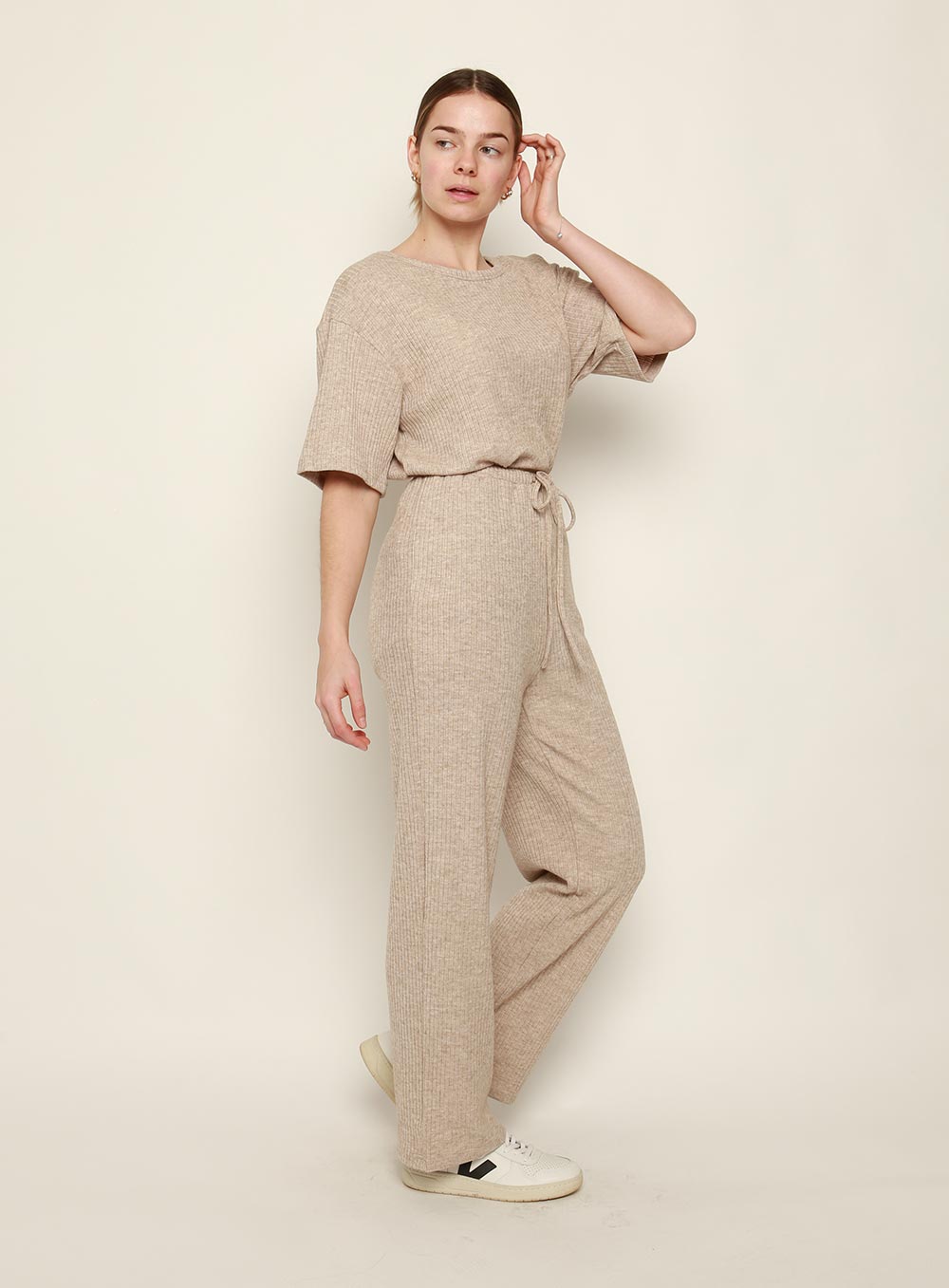 Selina Knit Pant Set-SAND